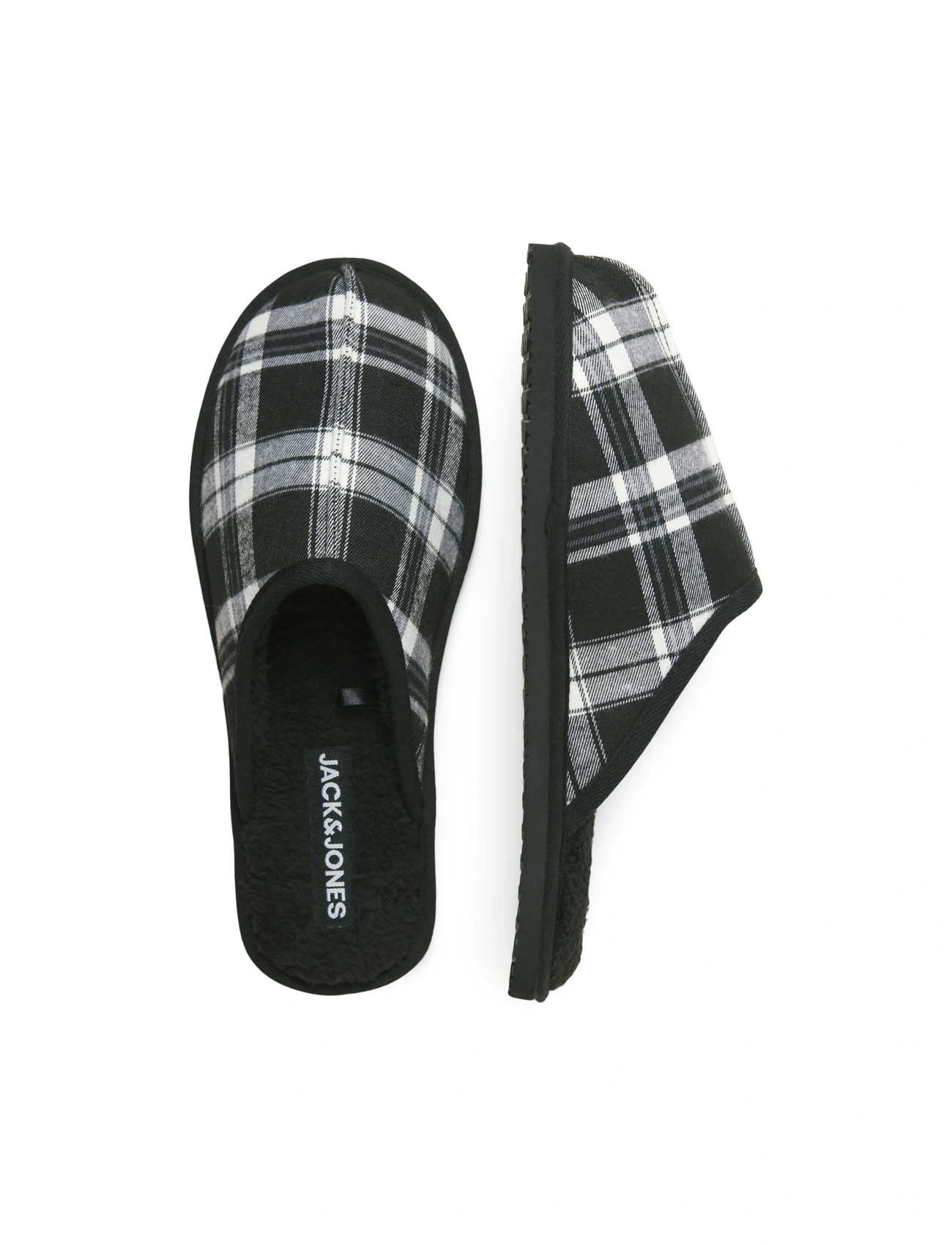 Jack & Jones Jfwdudely Check Slipper Ln, 42, Black, Sko > Tøfler, Herre