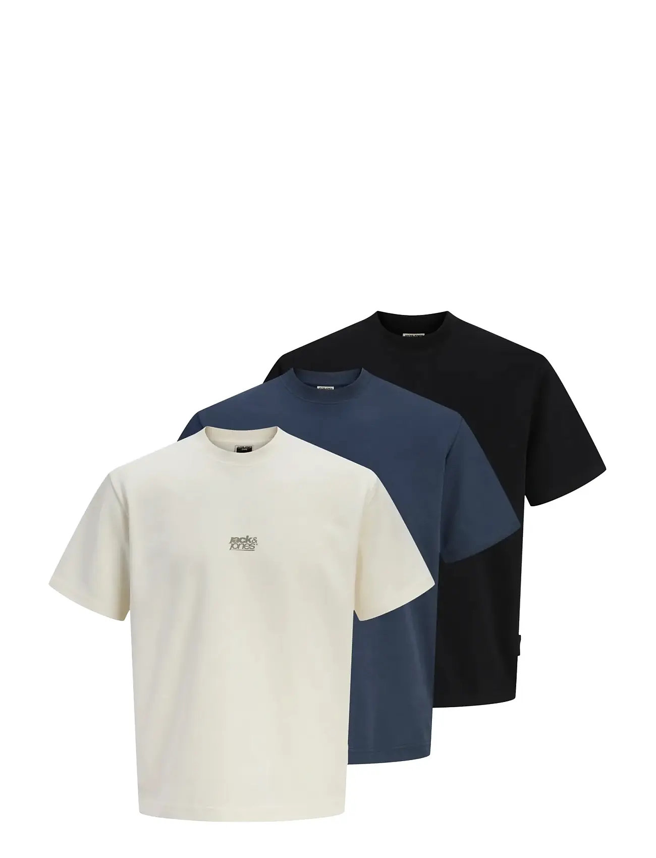 JACK & JONES Jcobreeze Back Print Tee Ss Crew 3Pk Mp Schwarz - M - Herren