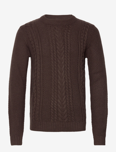 JJCRAIG KNIT CREW NECK PRE - knitted round necks - mulch