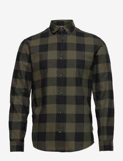 JJEGINGHAM TWILL SHIRT L/S - checkered shirts - dusty olive