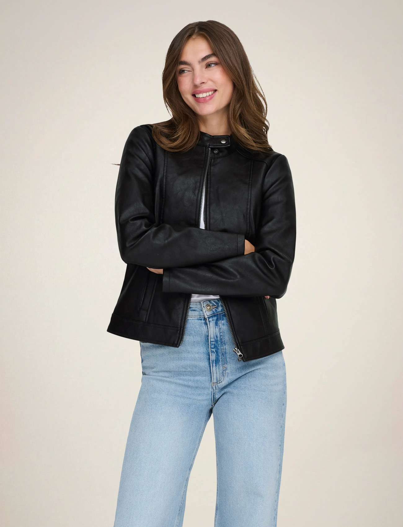 JDY Jdyemily Faux Leather Jacket Otw Noos, 40, Black, Jakker > Læder, Dame