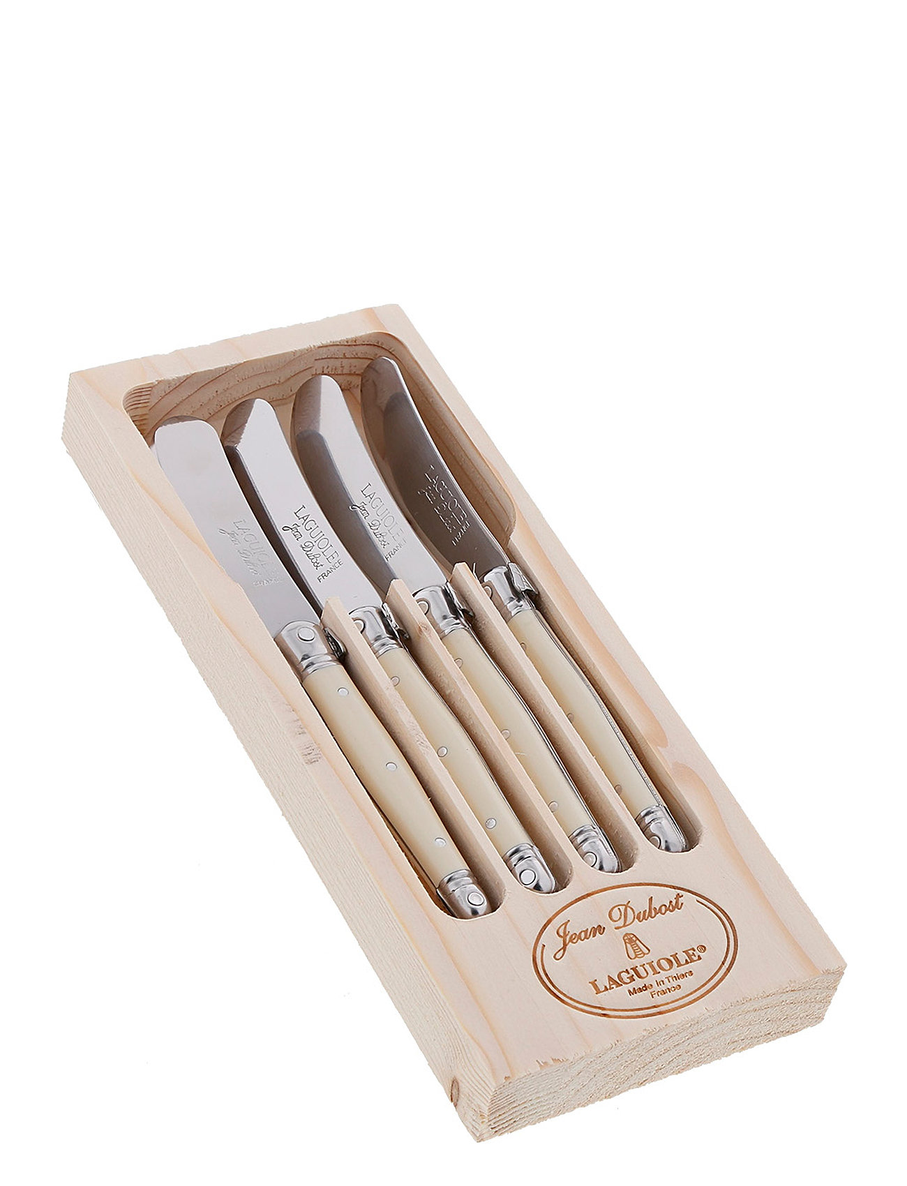 Jean Dubost Butter Knife Set 4 Pcs Laguiole Beige