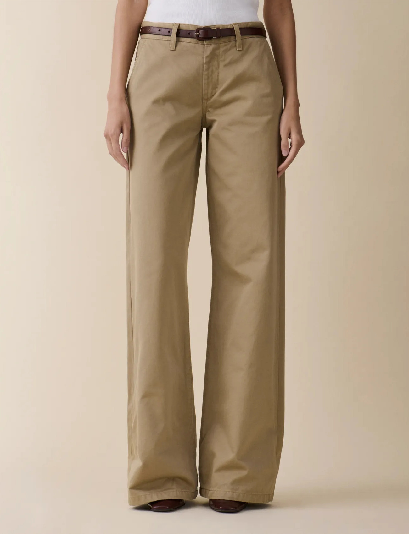 Jeanerica Kyoto Chino, 28 x 34, Trousers, Beige - Wide Leg, Frauen
