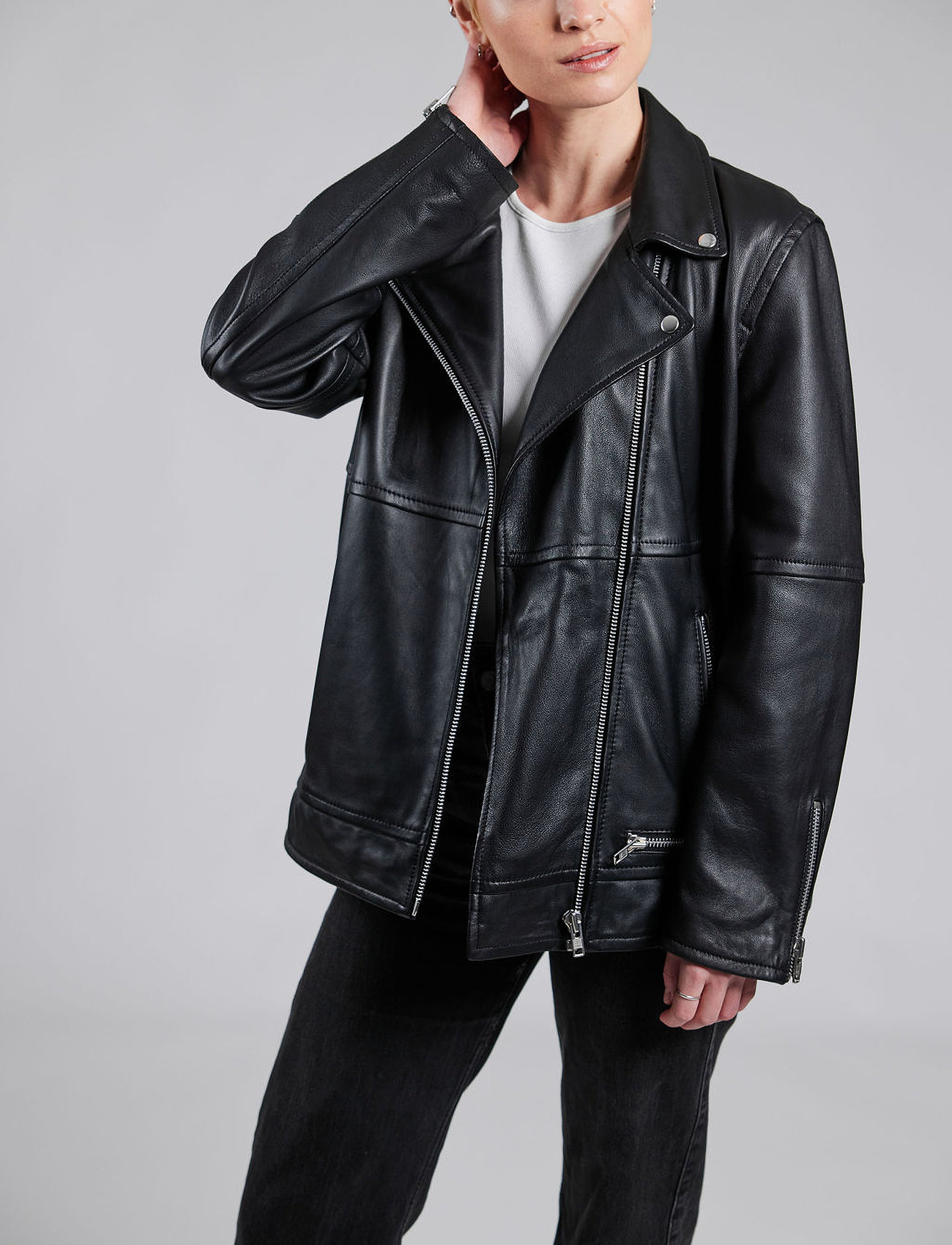 Jofama Wilma Boxy Biker, 36, Black, Jakker > Læder, Dame
