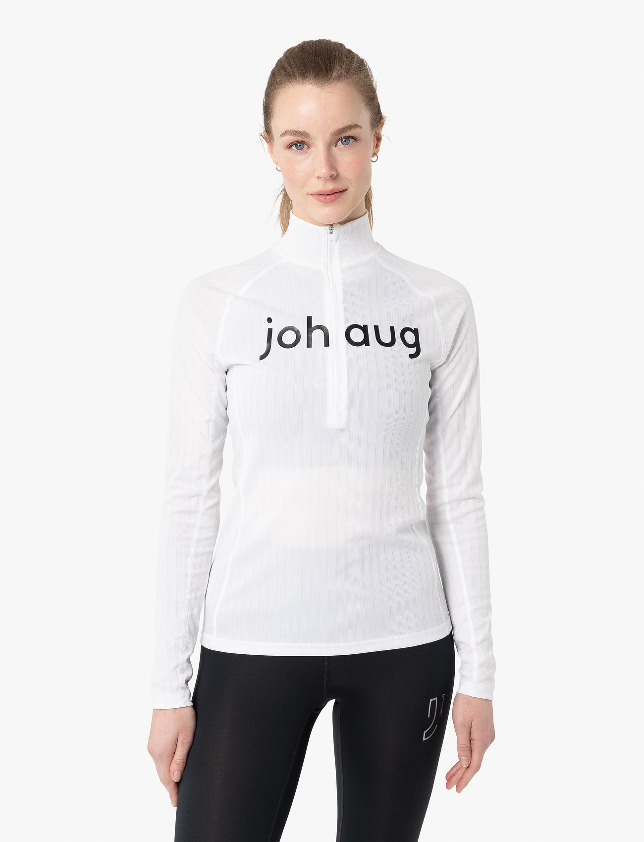 Johaug Rib Tech Half Zip, L, White, Sport > Base Layer Overdele, Dame