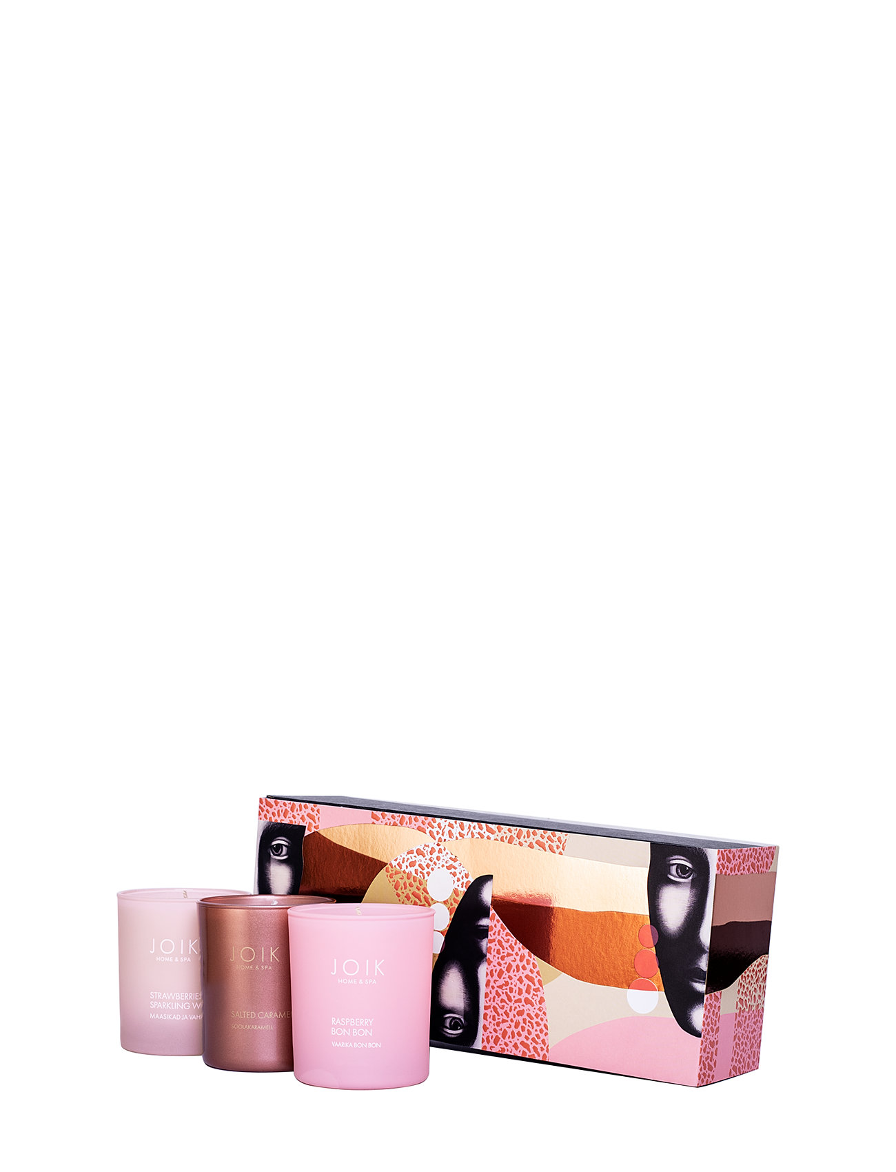 JOIK Joik Glam Scented Candle Trio: Raspberry Bon Bon, Salted Caramel, Strawberries & Sparkling Wine Nude