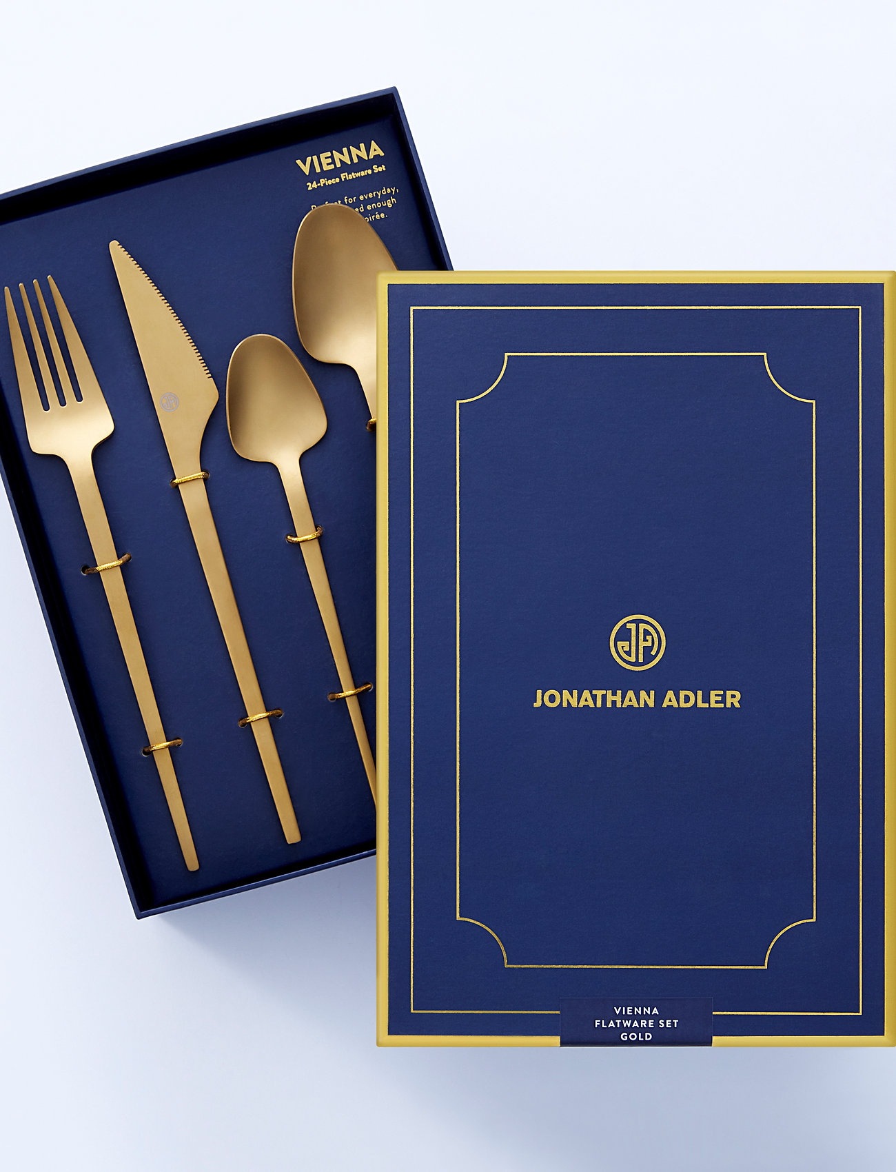 Jonathan Adler Vienna Flatware - 24 Piece Set, One Size, Gold, Bestik > Bestiksæt, Unisex