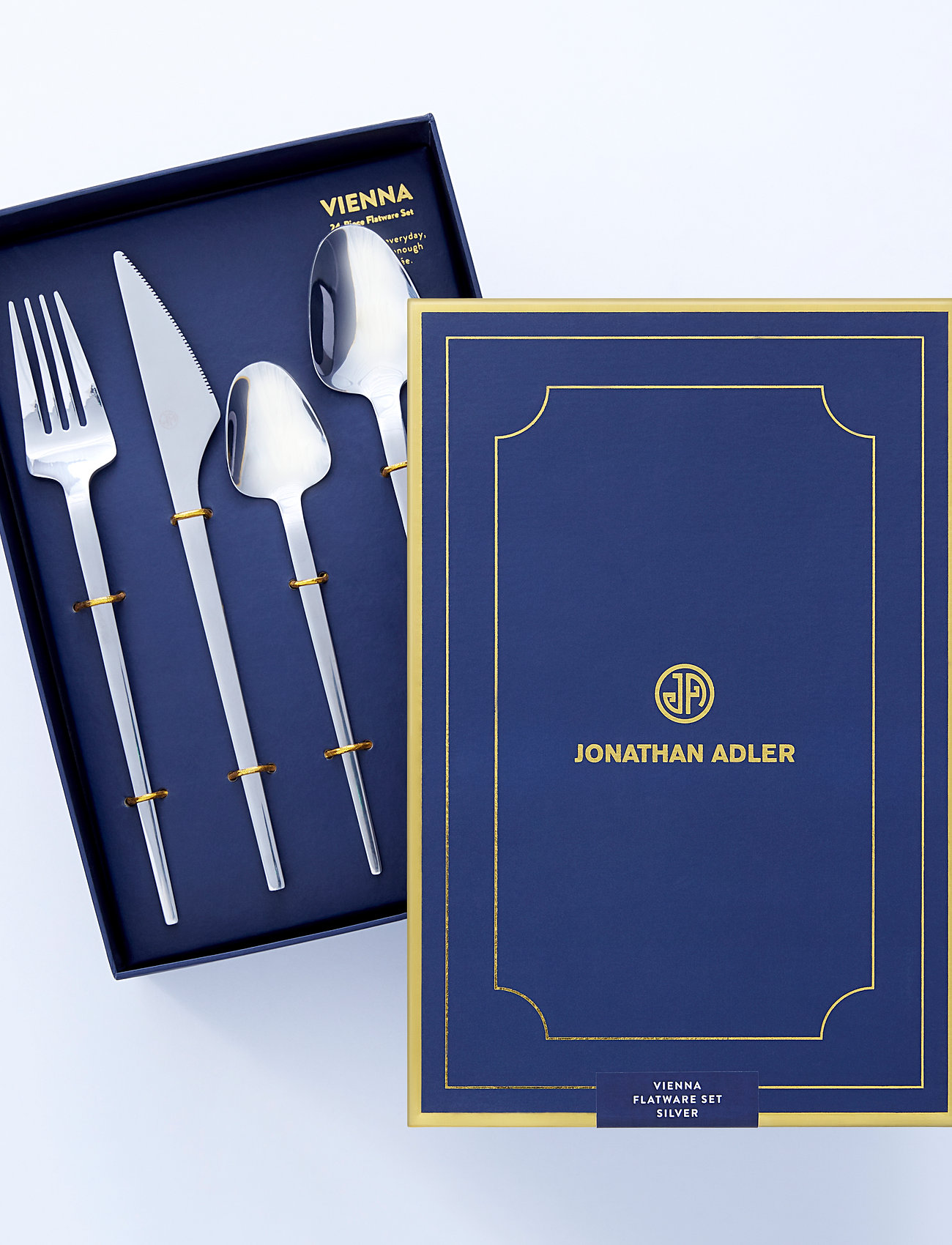 Jonathan Adler Vienna Flatware - 24 Piece Set, One Size, Silver, Bestik > Bestiksæt, Unisex