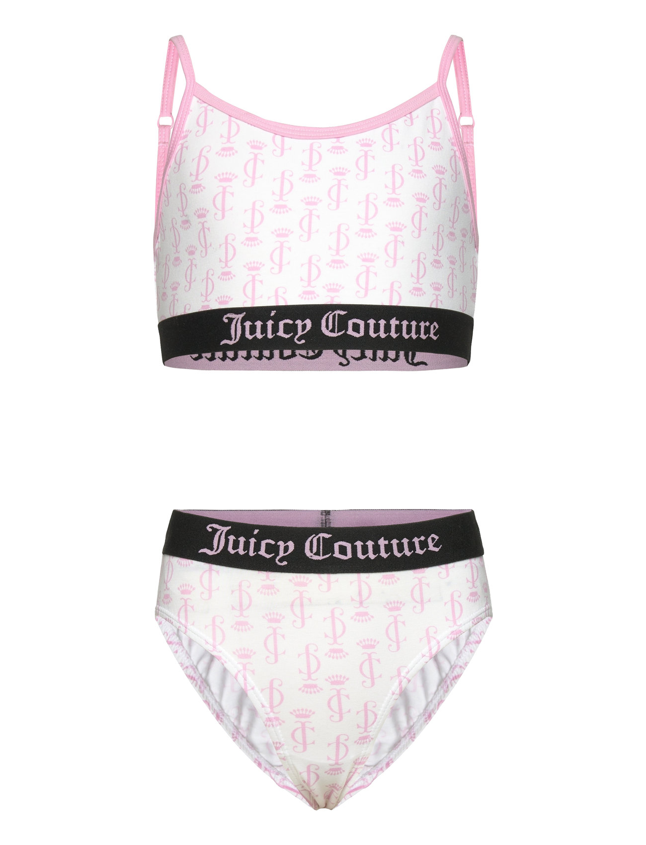 Juicy Aop Bralette And Bikini Brief Set Hanging Bikini Pink Juicy Couture