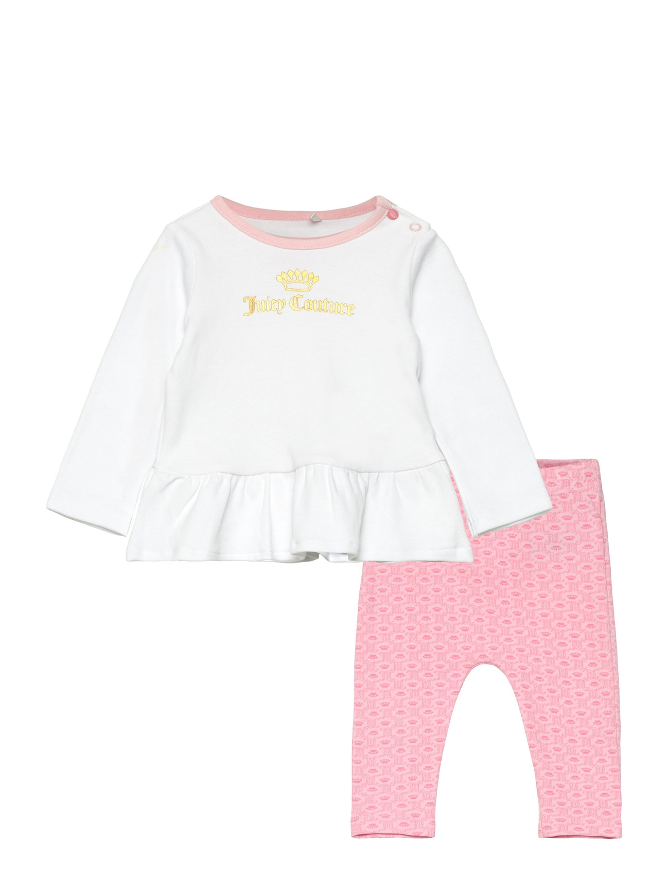 Ls Ruffle Tee & Legging & Bib Set Sets Sets With Long-sleeved T-shirt Multi/patterned Juicy Couture