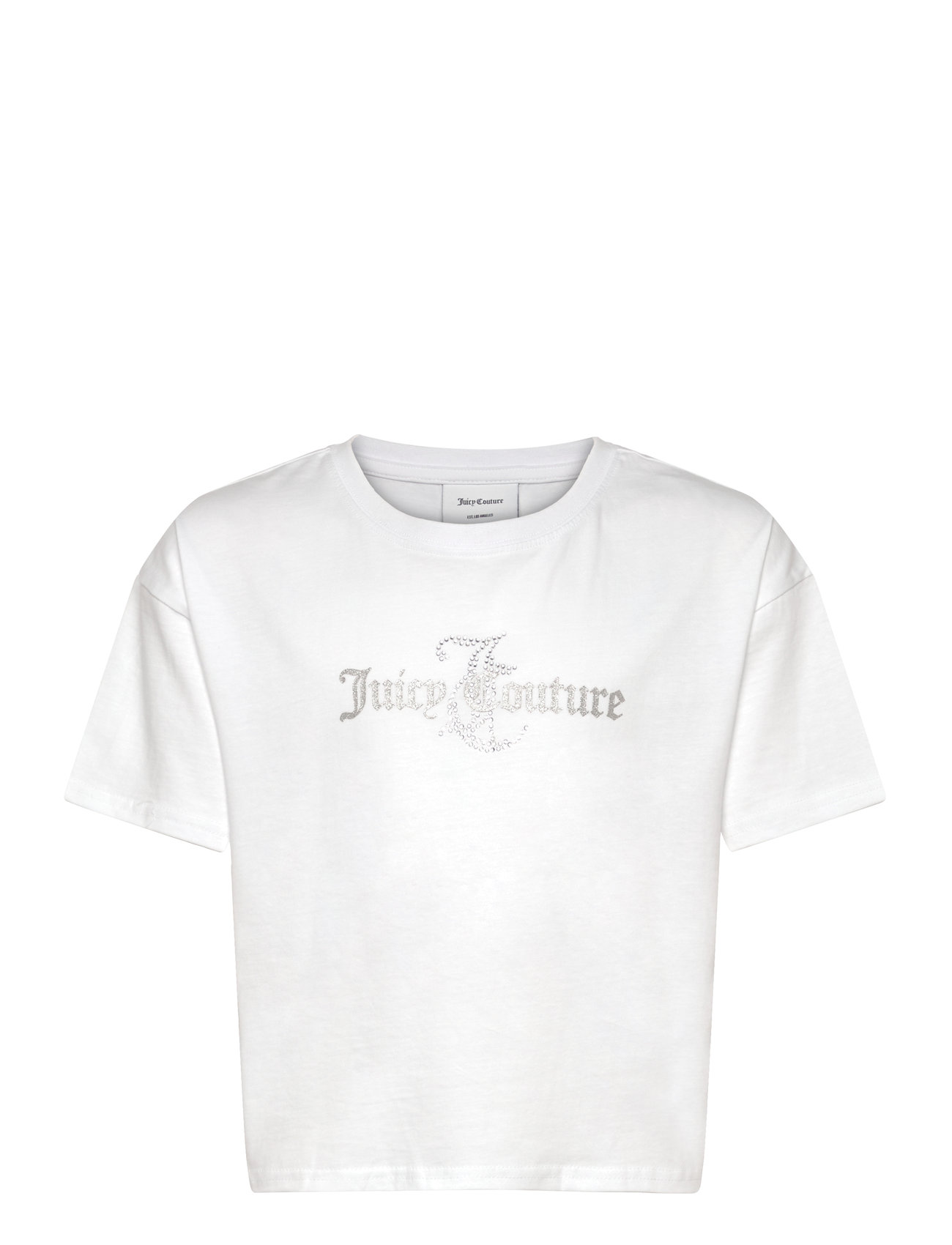 Juicy Couture Glitter & Diamante Boxy Ss Tee Vit