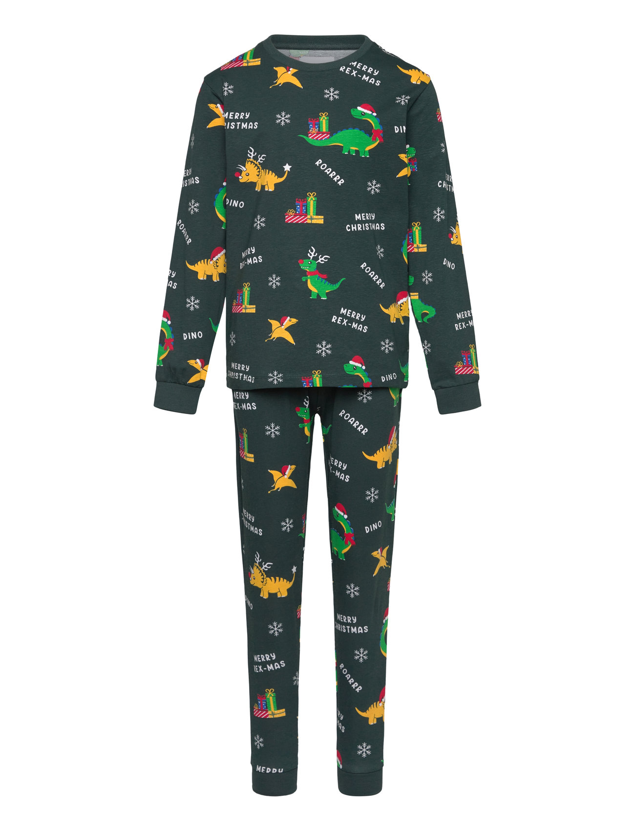 Christmas Sweats Dino Christmas Pyjamas Kids Grön