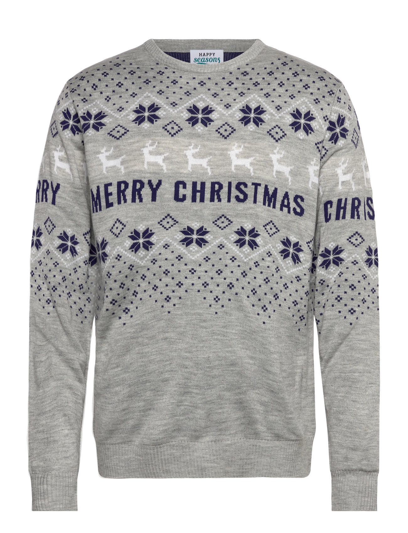 HAPPY SEASONS Merry Christmas Pullover Grau - XXL - Herren