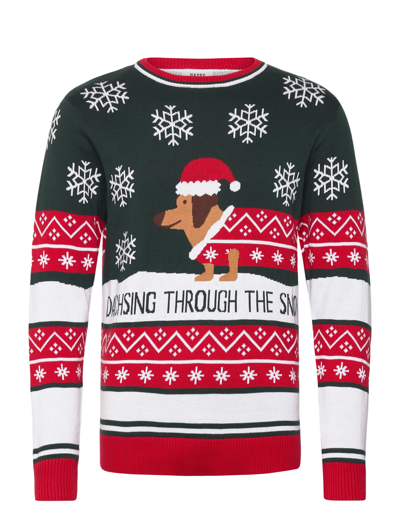 HAPPY SEASONS The Sausage Dog Christmas Pullover Grün - XL - Damen