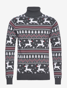 The Stylish Highneck Christmas Jumper - knitted round necks - brown