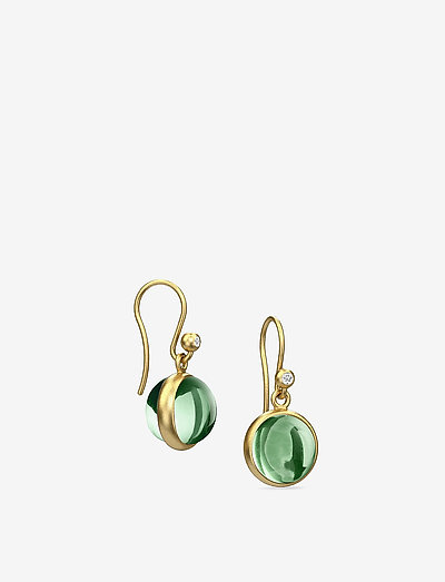Prime earring - Gold - roikkuvat korvakorut - green
