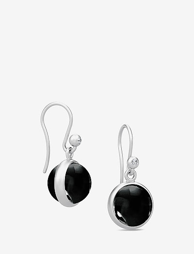 Prime Earrings - Rhodium/Black - roikkuvat korvakorut - black