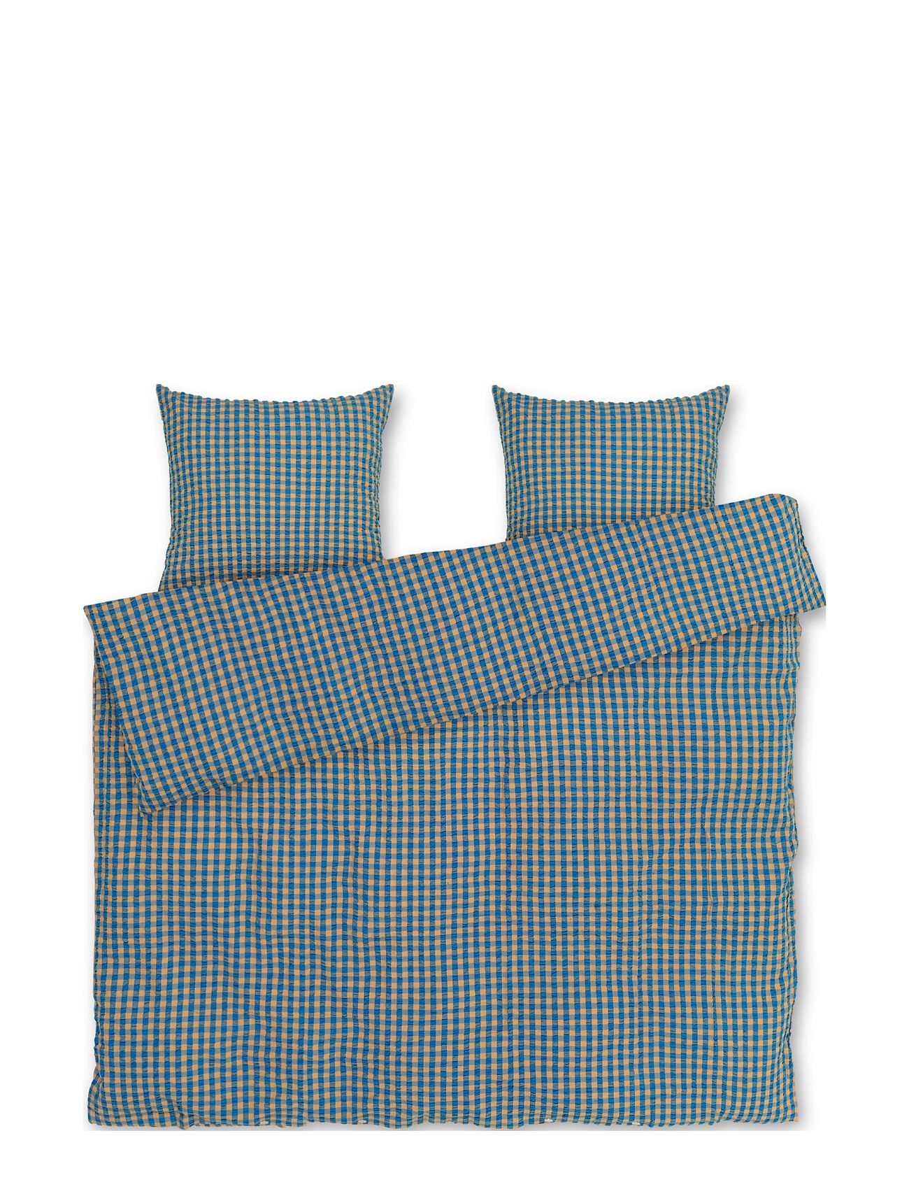 Bæk&Bølge Sengetøj 200X220 Cm Blå/Okker Dk Home Textiles Bedtextiles Bed Sets Blue Juna