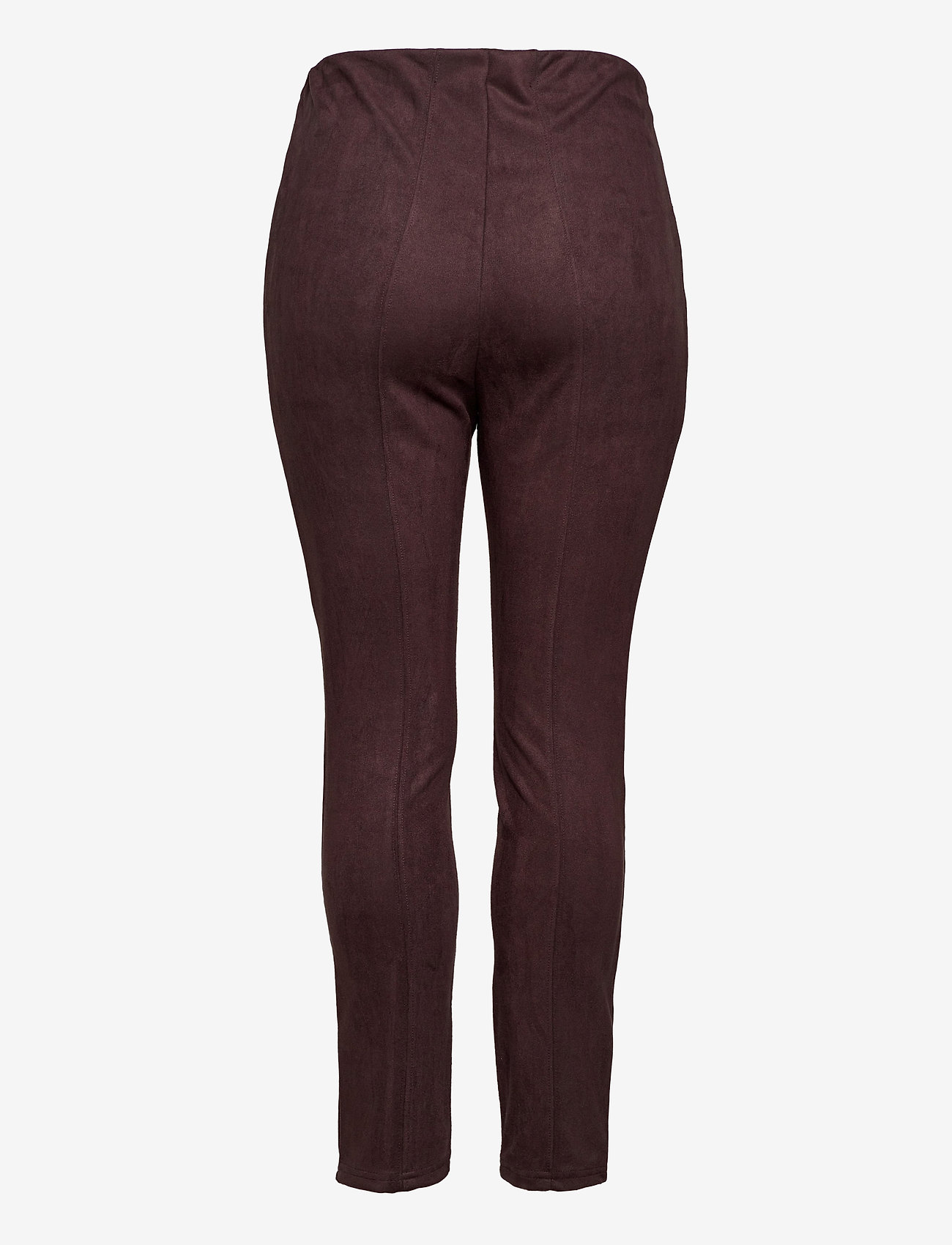 plum leather trousers