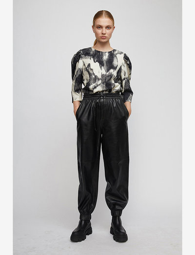 j brand nila leather pleated trousers