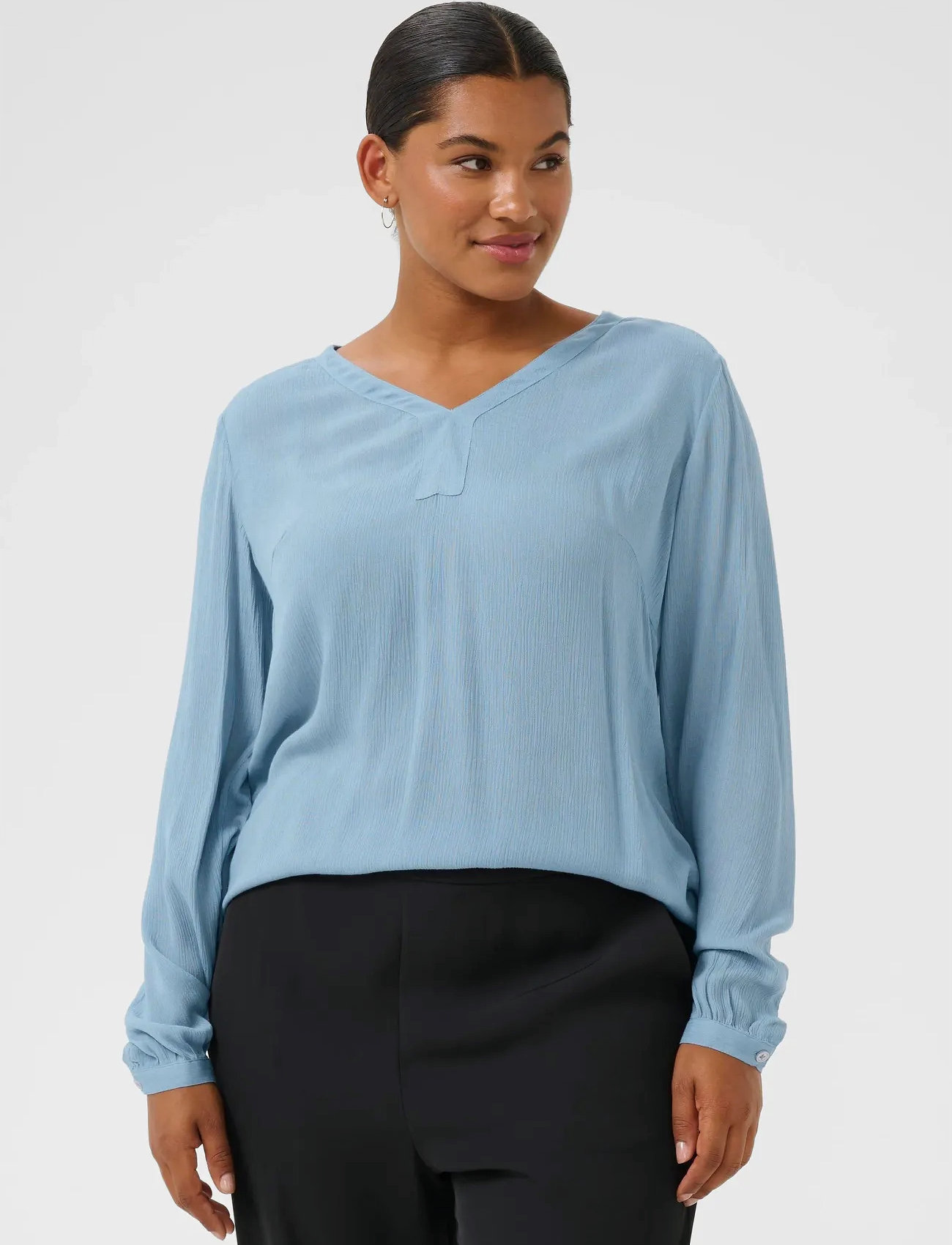 Kaffe Curve Kcami Ls Blouse, 52, Blue, Blouses - Long-sleeved, Dame