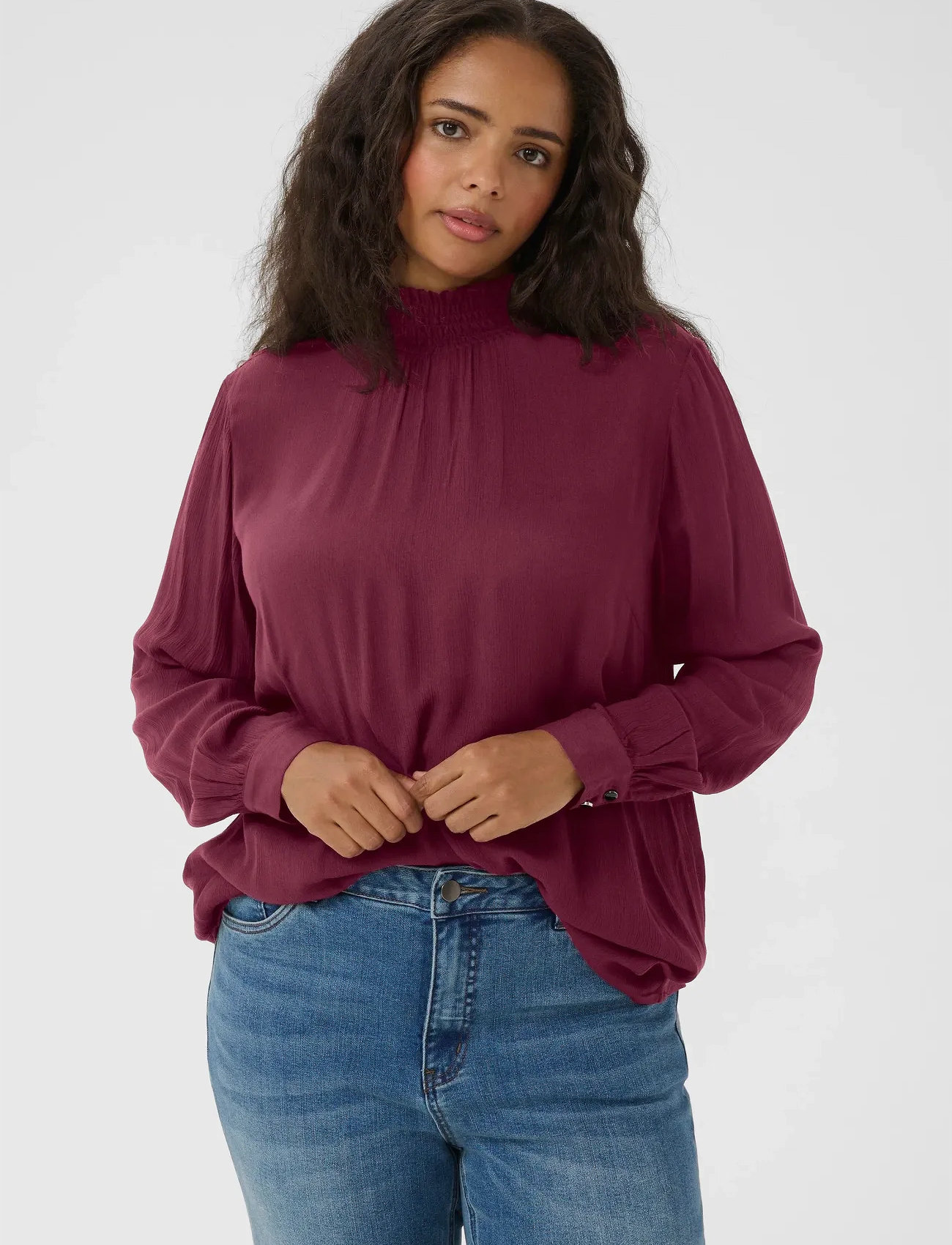 Kaffe Curve Kctrudi Blouse, 50, Red, Blouses - Long-sleeved, Dame