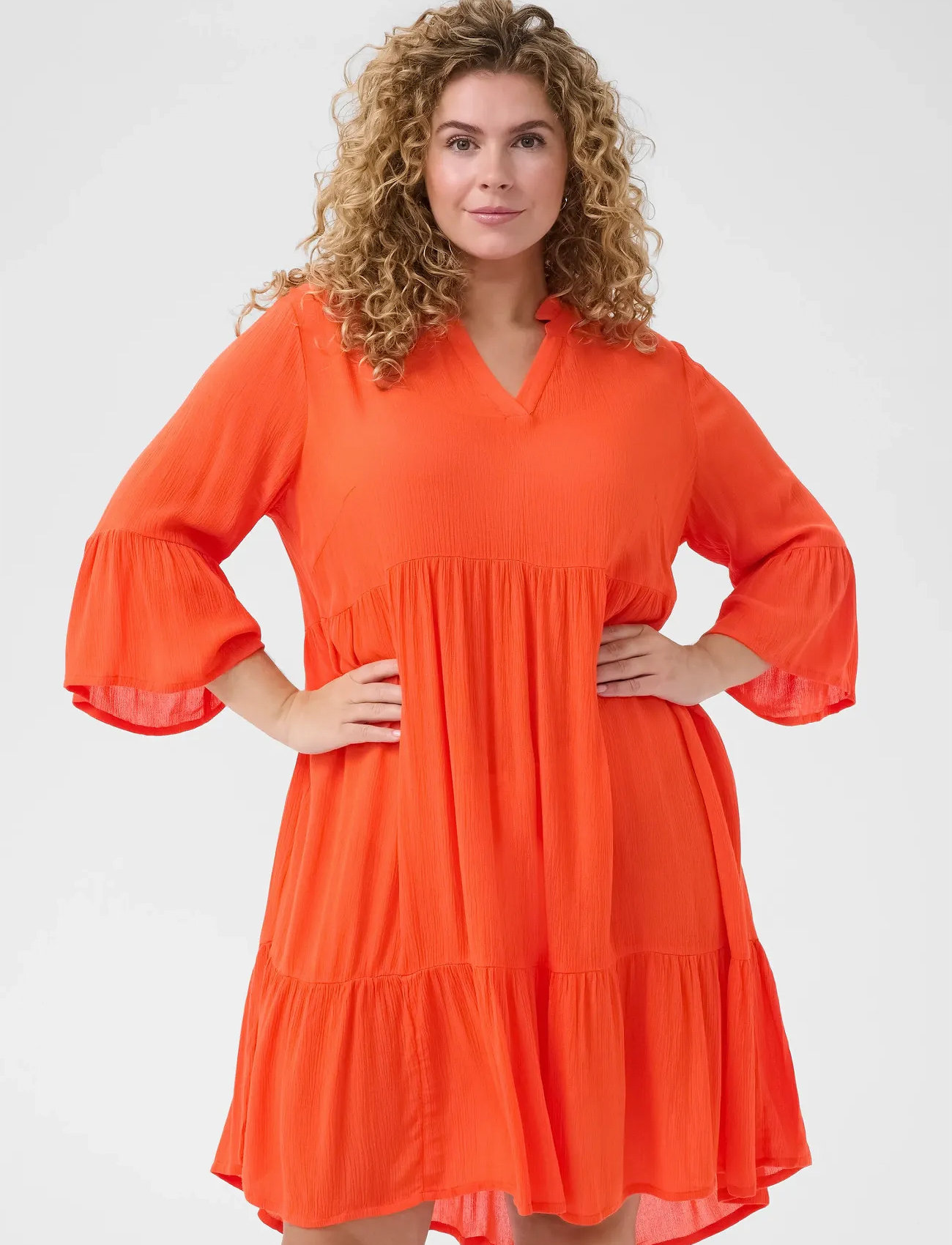 Kaffe Curve Kcmariana Ami Dress, 50, Orange, Kjoler > Kort Kjole, Dame