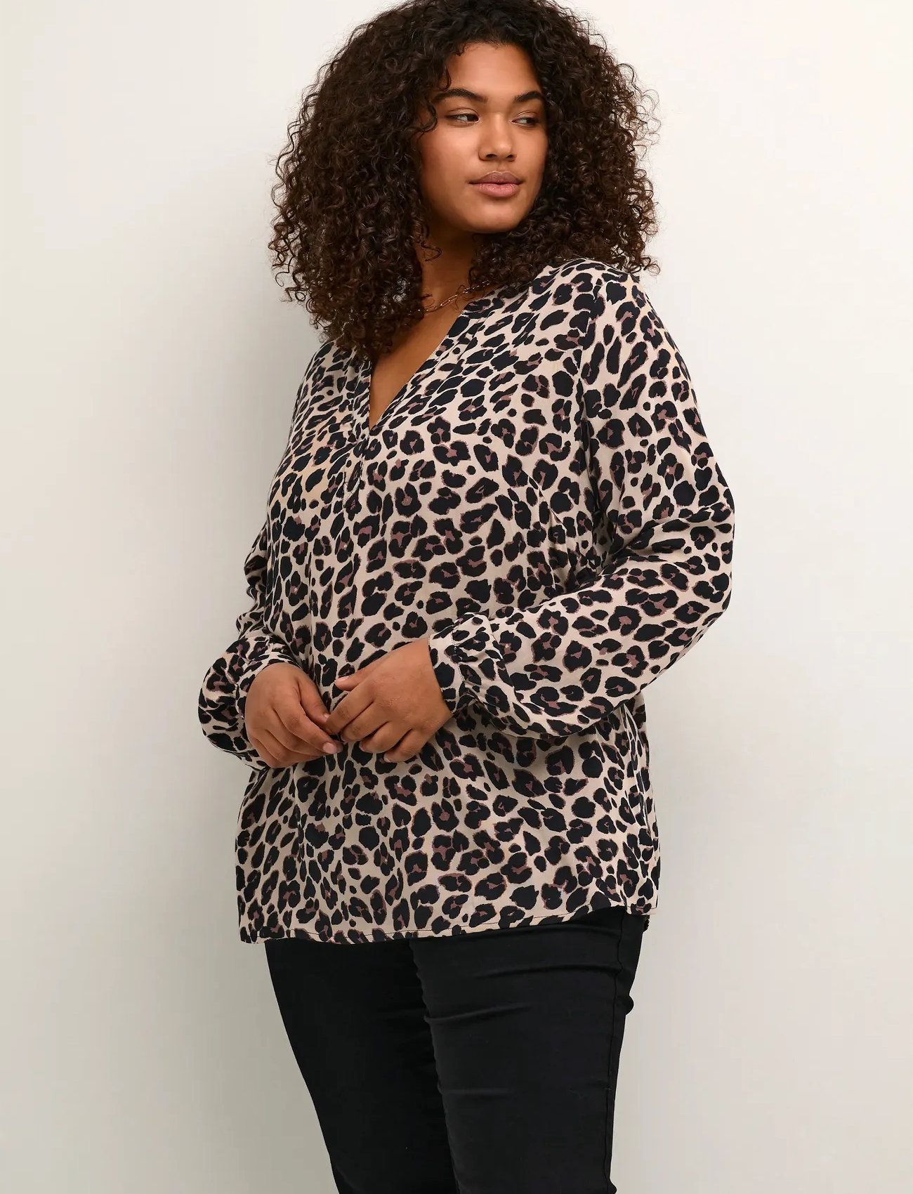 Kaffe Curve Kcmirta Tilly Blouse, 50, Brown, Bluser > Langærmede, Dame
