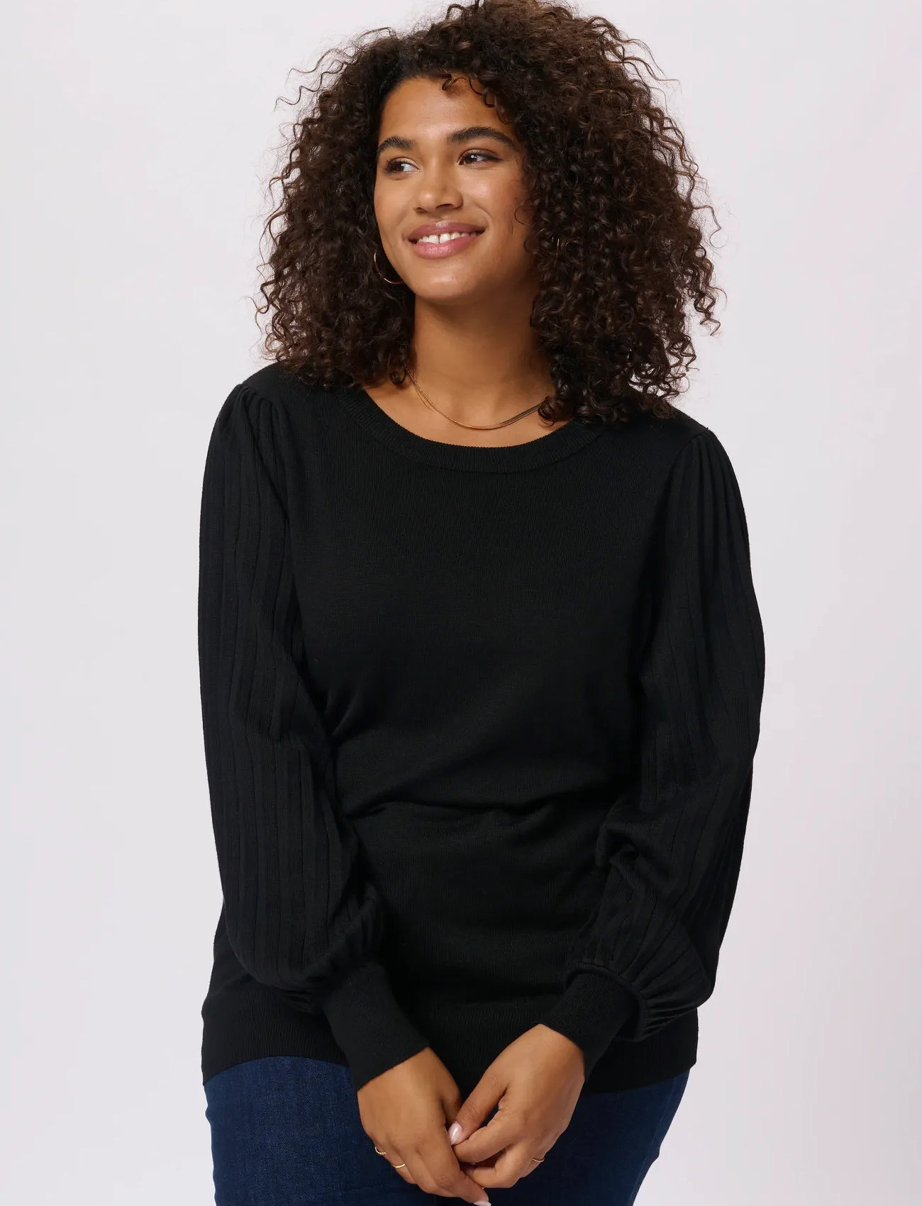 Kaffe Curve Kcloni Knit Pullover, XL, Black, Strik > Trøjer, Dame
