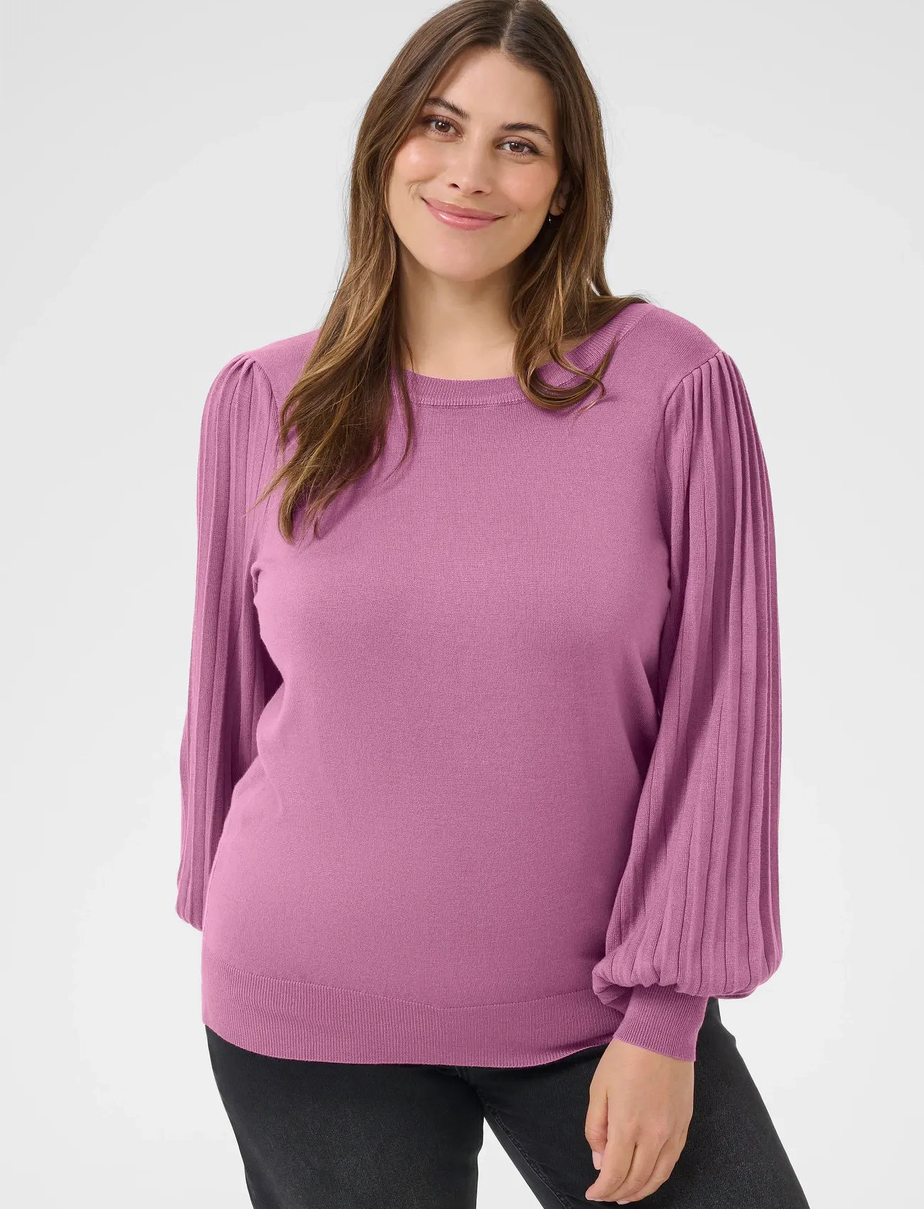 Kaffe Curve Kcloni Knit Pullover, S, Pink, Strik > Trøjer, Dame