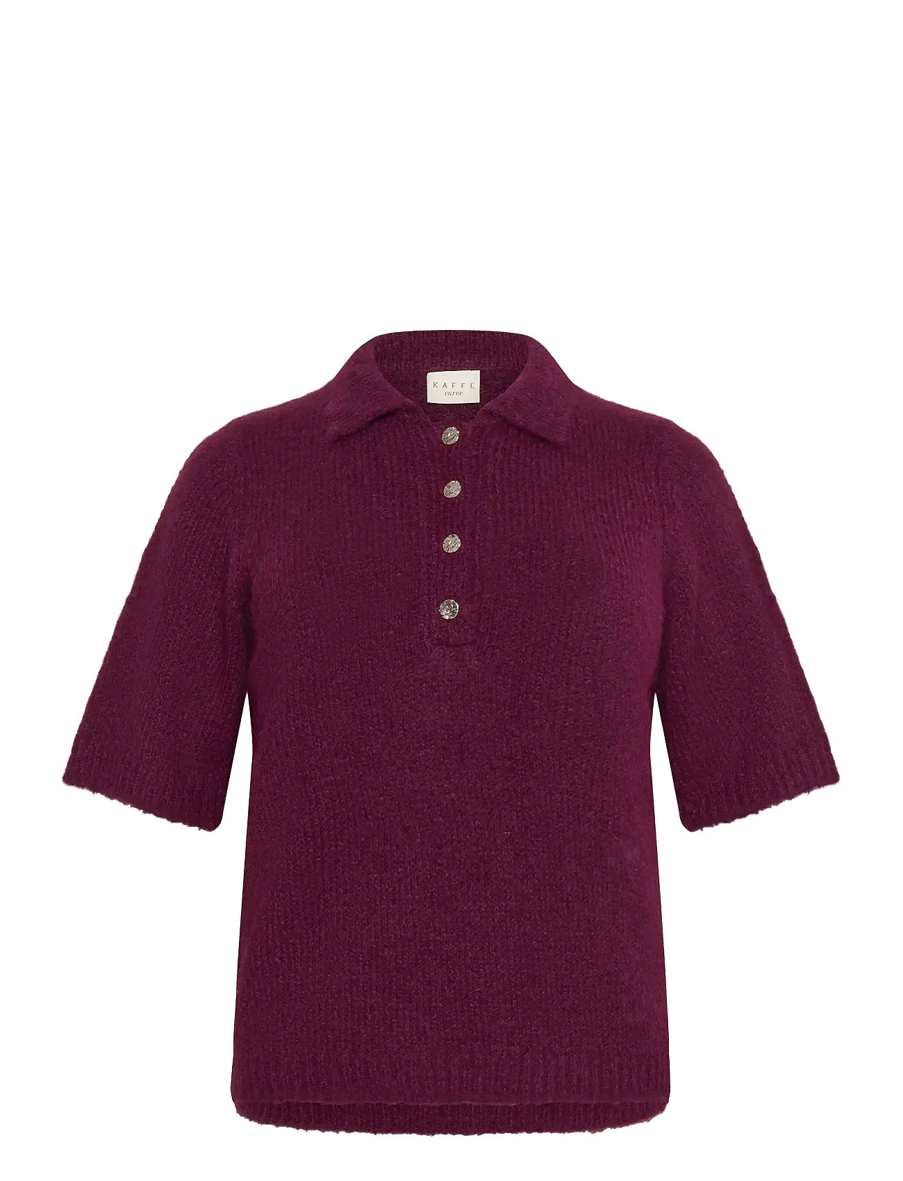 KAFFE CURVE Kcemilia Polo Pullover Burgundy - S - Damen