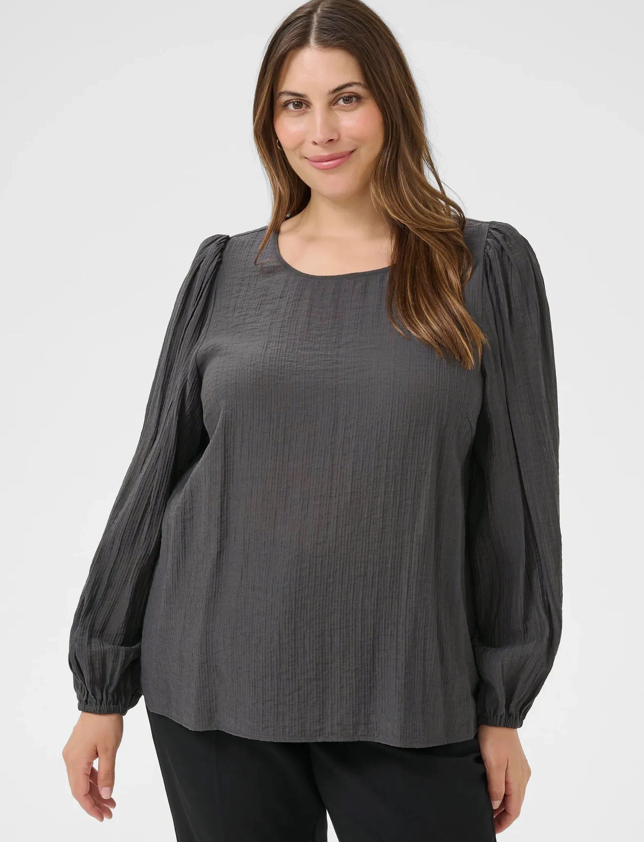 Kaffe Curve Kcviva Blouse, 54, Grey, Bluser > Langærmede, Dame