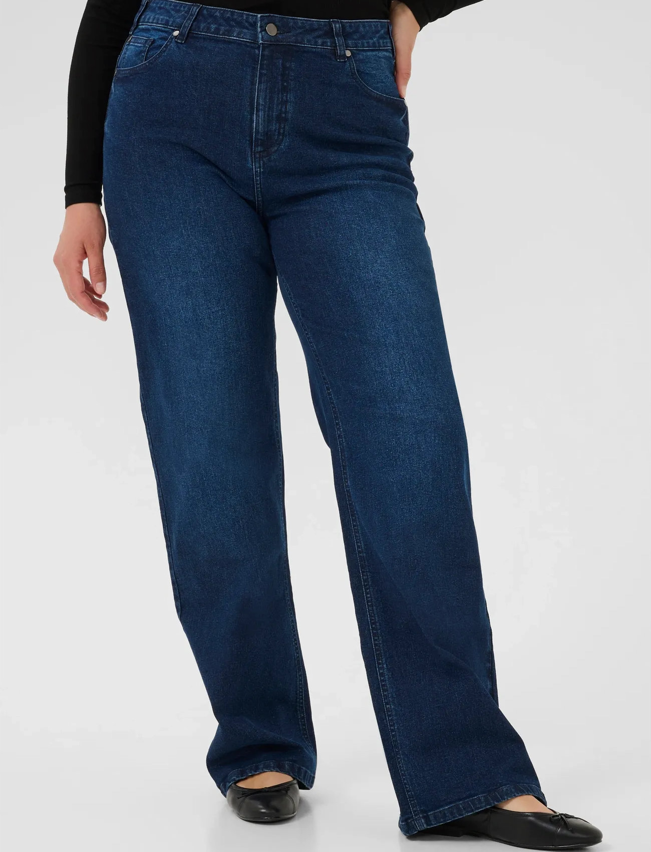 Kaffe Curve Kcflora Flared Full Lenght Jeans, 48, Navy, Jeans > Flares, Dame