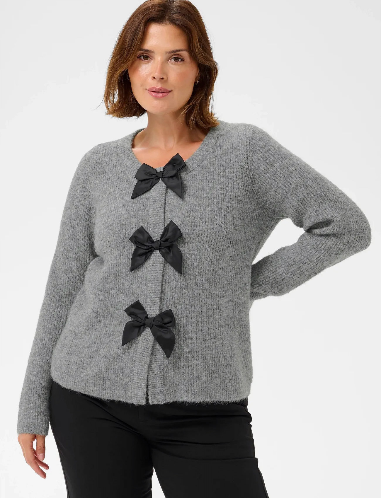 Kaffe Curve Kcmaia Knit Cardigan, XL, Grey, Strik > Cardigans, Dame