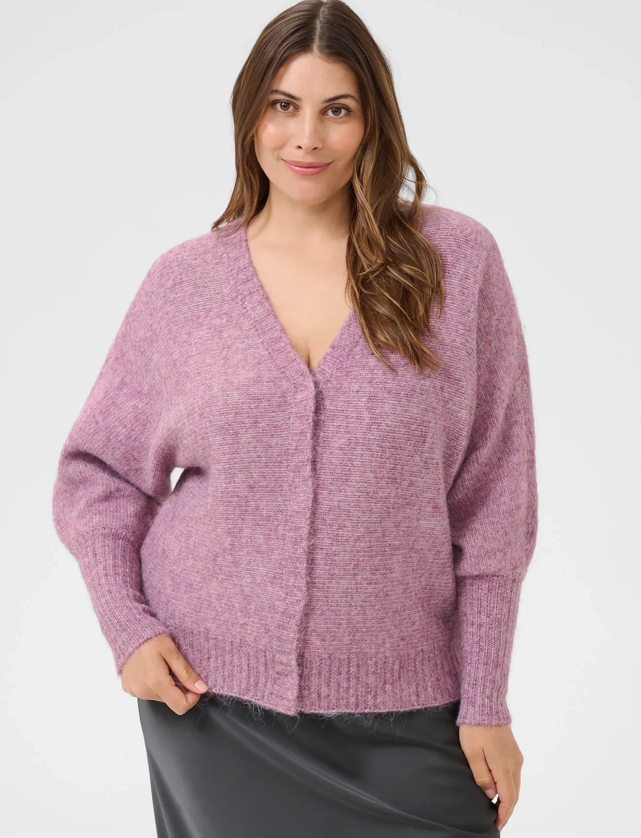 Kaffe Curve Kcluma Knit Cardigan, XL, Pink, Strik > Cardigans, Dame