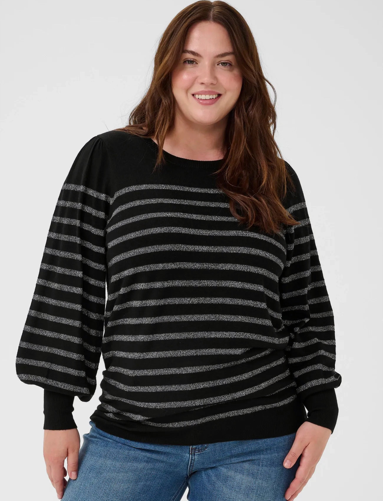 Kaffe Curve Kclinia Knit Pullover, XL, Black, Strik > Trøjer, Dame
