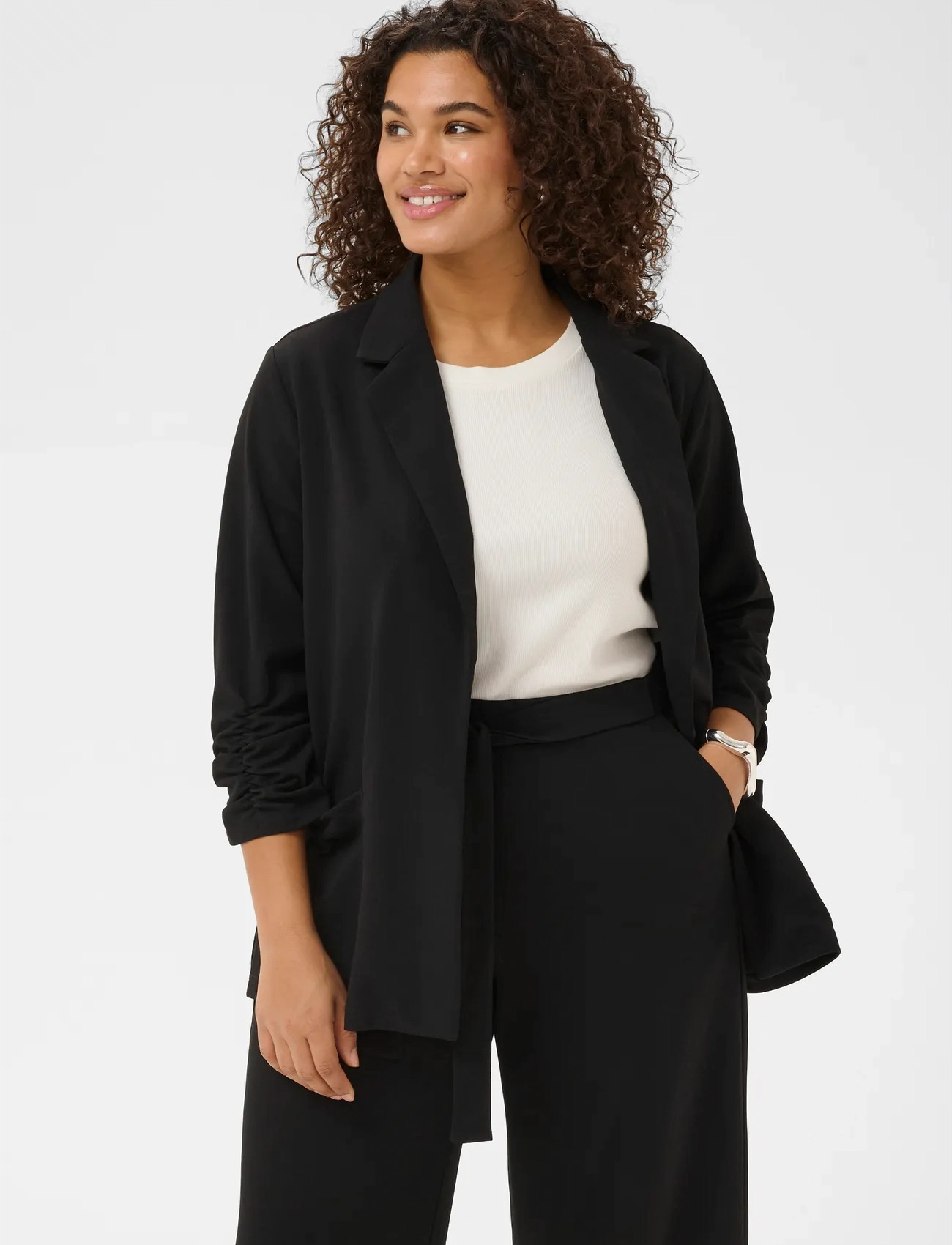 Kaffe Curve Kcpheolo 3/4 Sl Blazer, M, Black, Blazere > Blazere I Overstørrelse, Dame