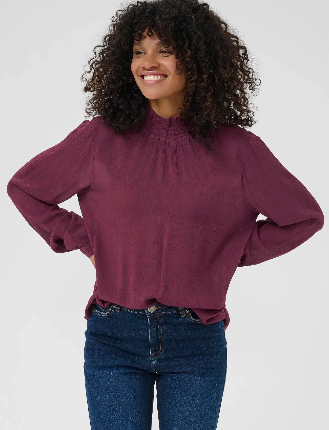 Kaffe Trine Blouse, 40, Burgundy, Bluser > Langærmede, Dame