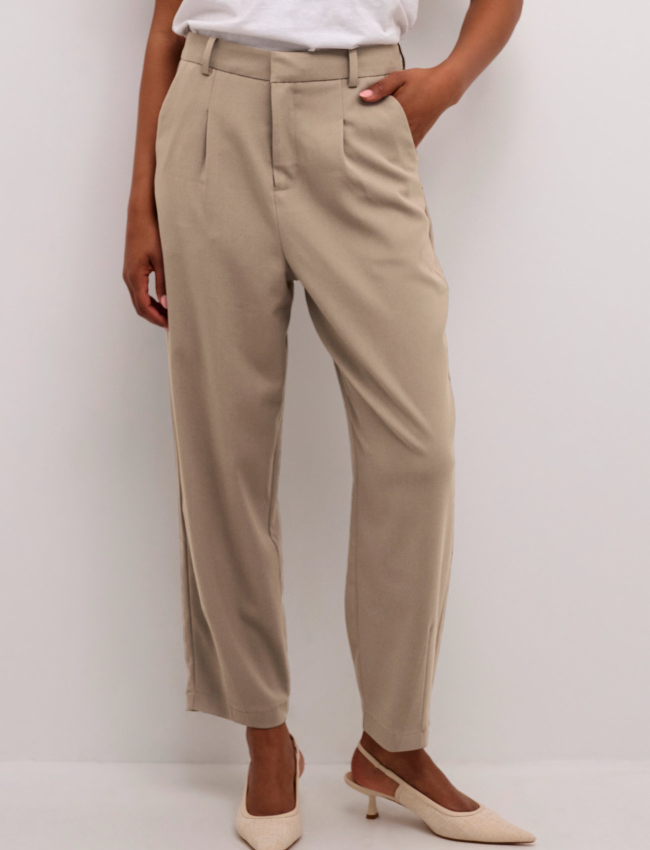 Kaffe Kamerle Pants Cropped, 42, Beige, Bukser > Jakkesætsbukser, Dame