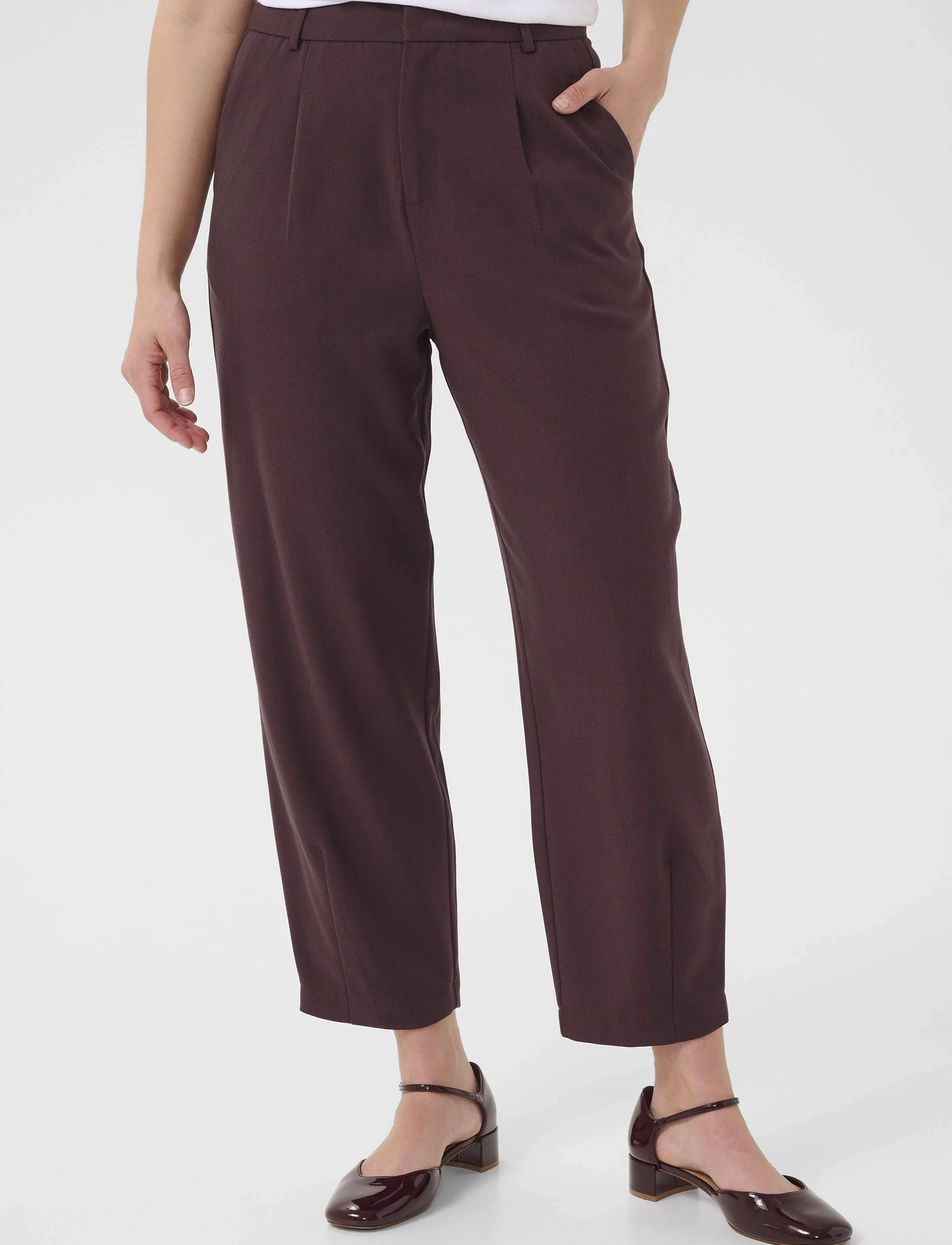 Kaffe Kamerle Pants Cropped, 34, Burgundy, Bukser > Jakkesætsbukser, Dame