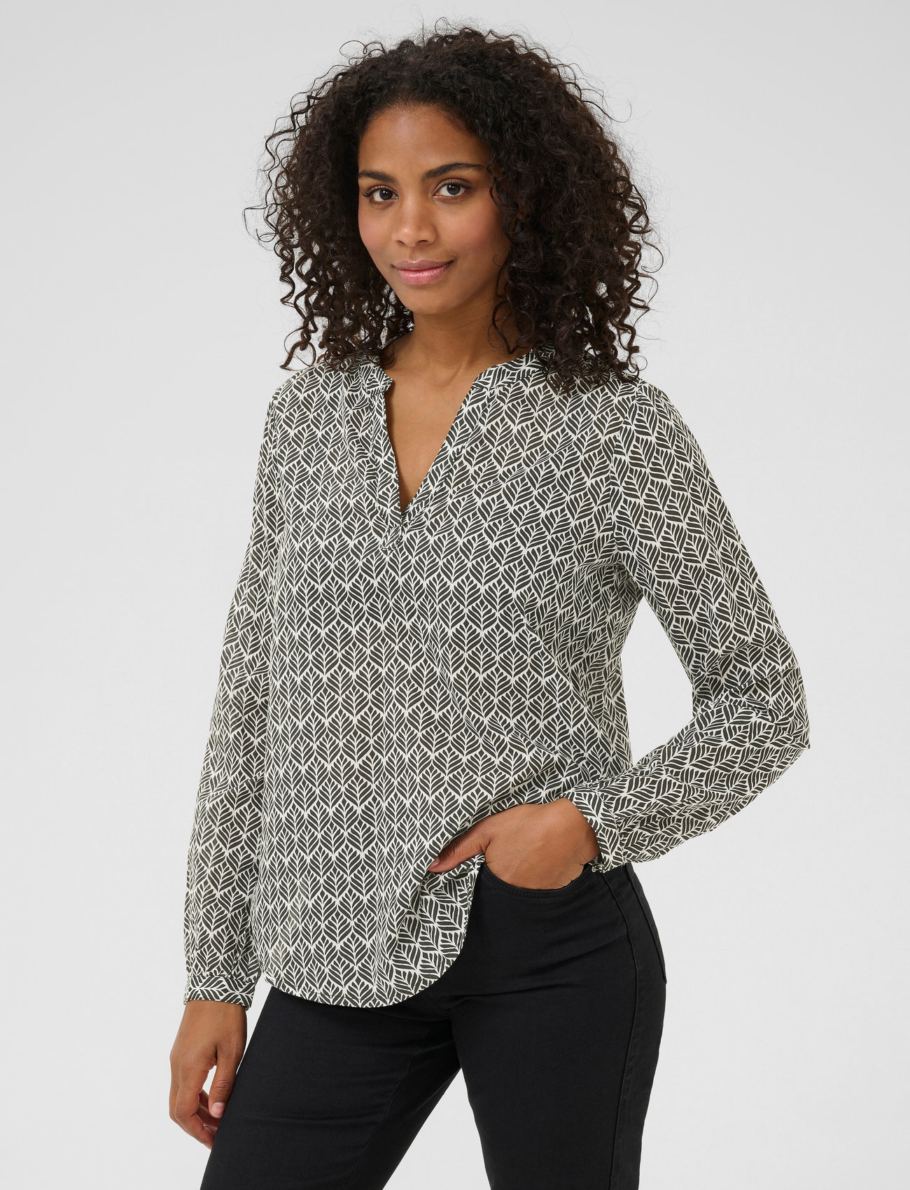 Kaffe Kafana Tilly Blouse, 34, Grey, Bluser > Langærmede, Dame