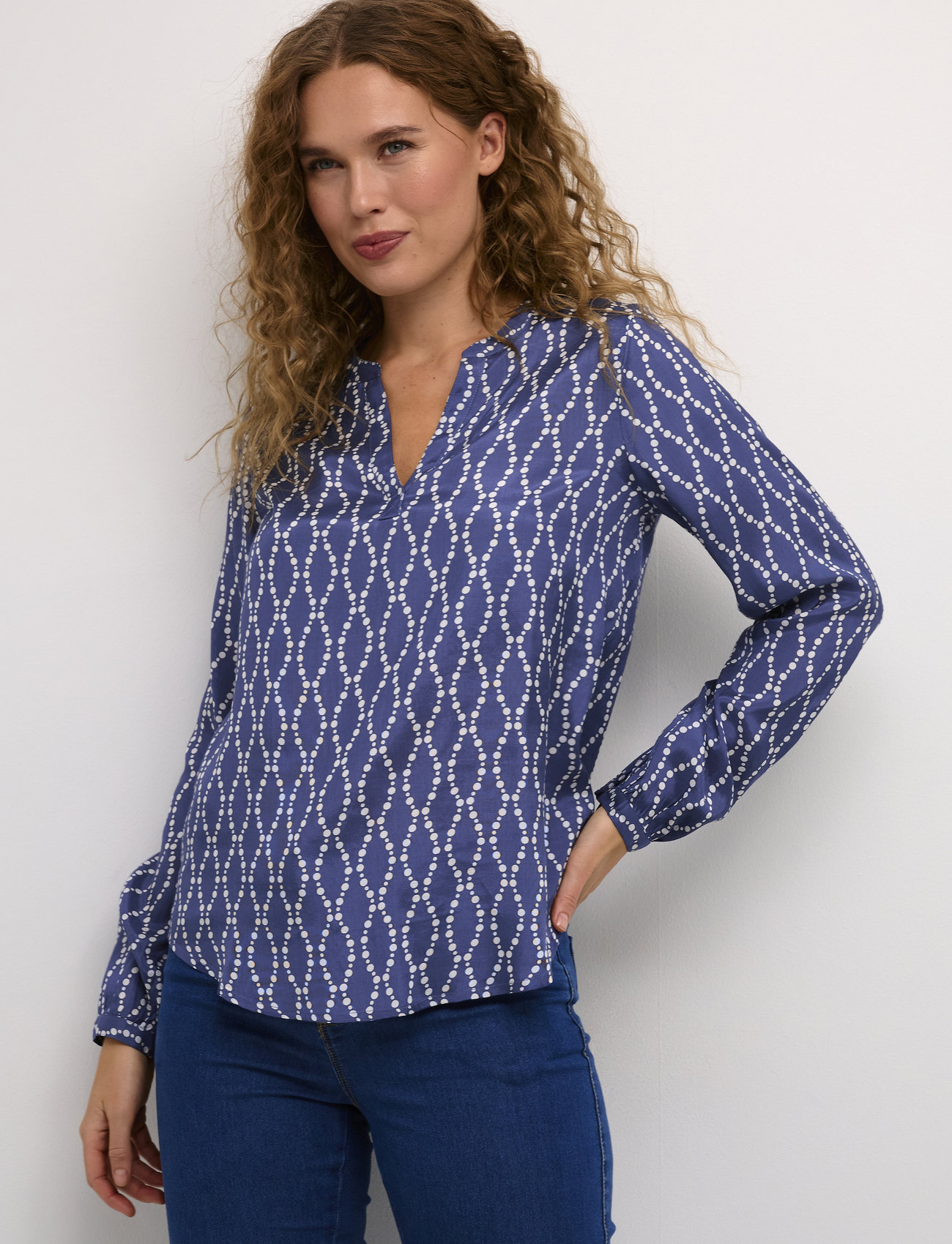 Kaffe Kaolan Blouse, 36, Blue, Bluser > Langærmede, Dame