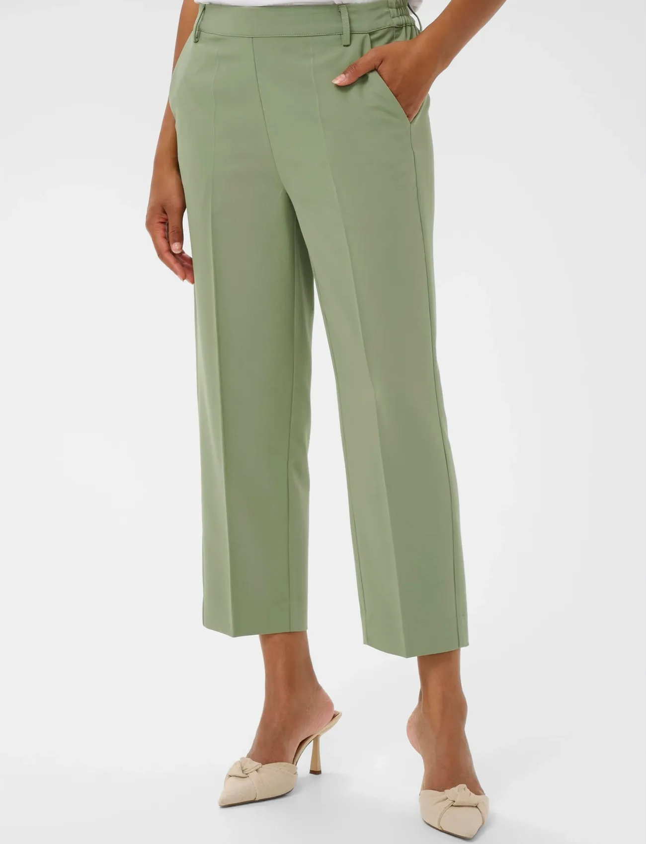 Kaffe Kasakura Hw Cropped Pants, 38, Green, Bukser > Lige Ben, Dame