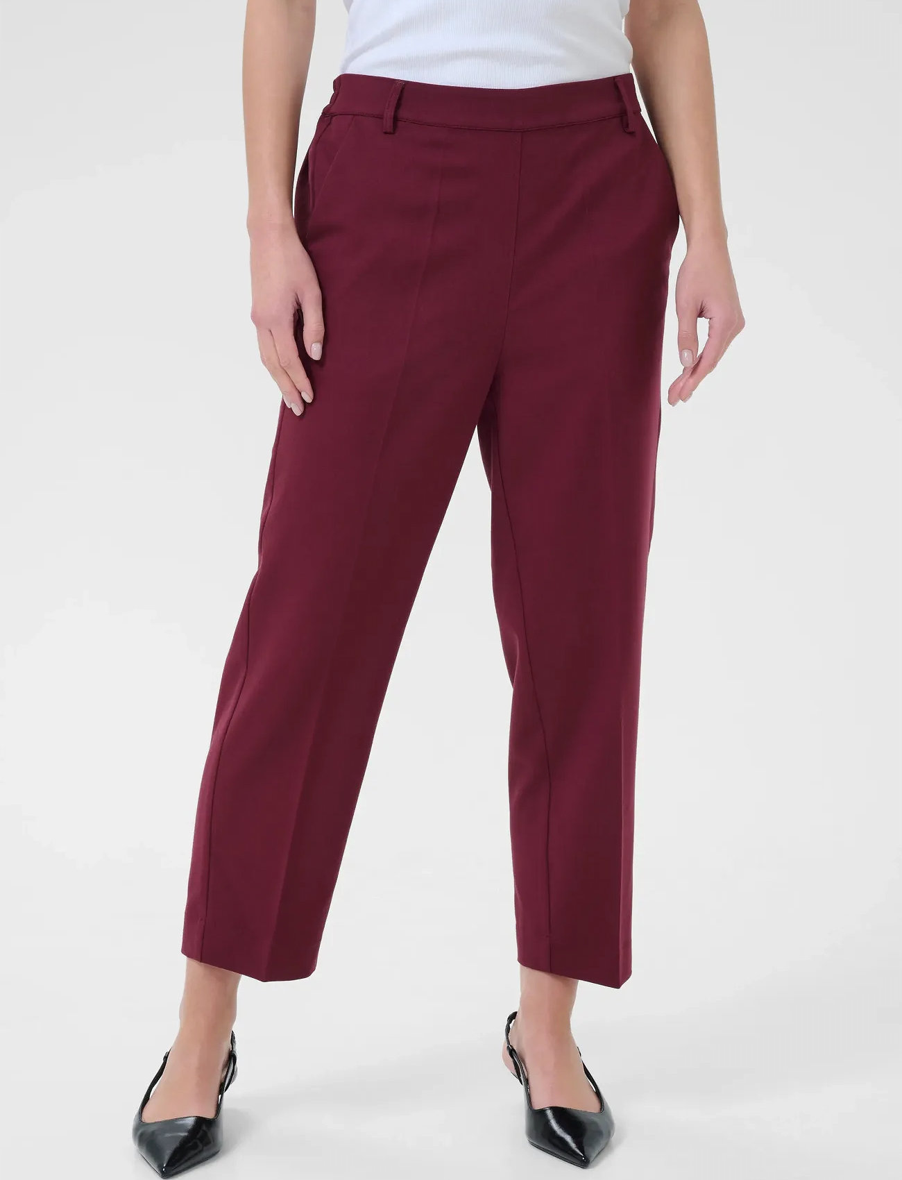 Kaffe Kasakura Hw Cropped Pants, 46, Burgundy, Bukser > Lige Ben, Dame