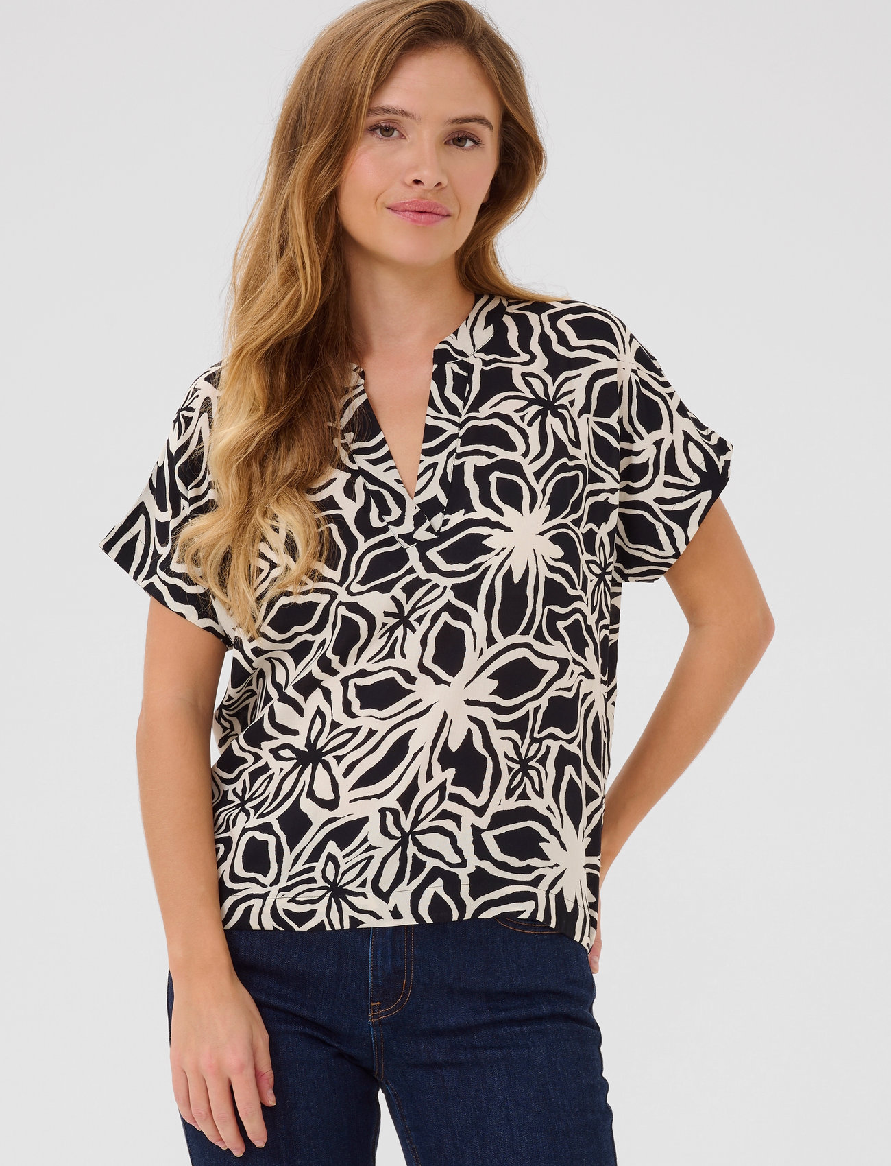 Kaffe Kaano Blouse, 36, Black, Bluser > Kortærmede, Dame