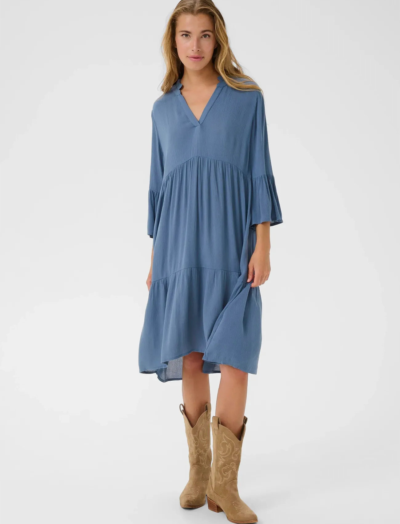 Kaffe Kamarianah Amber Dress, 38, Blue, Kjoler > Knælange Og Midi, Dame