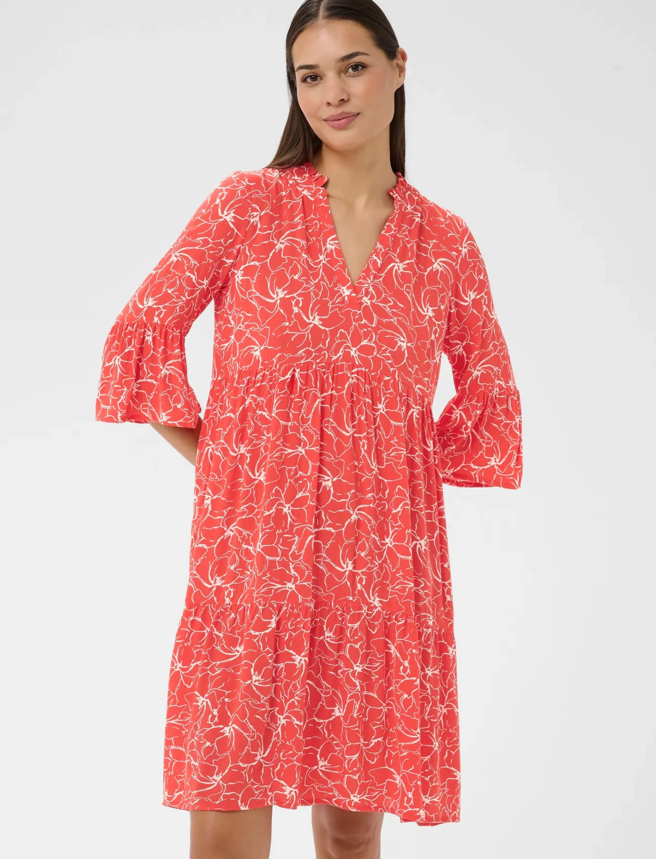 Kaffe Kaellen Amber Dress, 44, Red, Kjoler > Kort Kjole, Dame