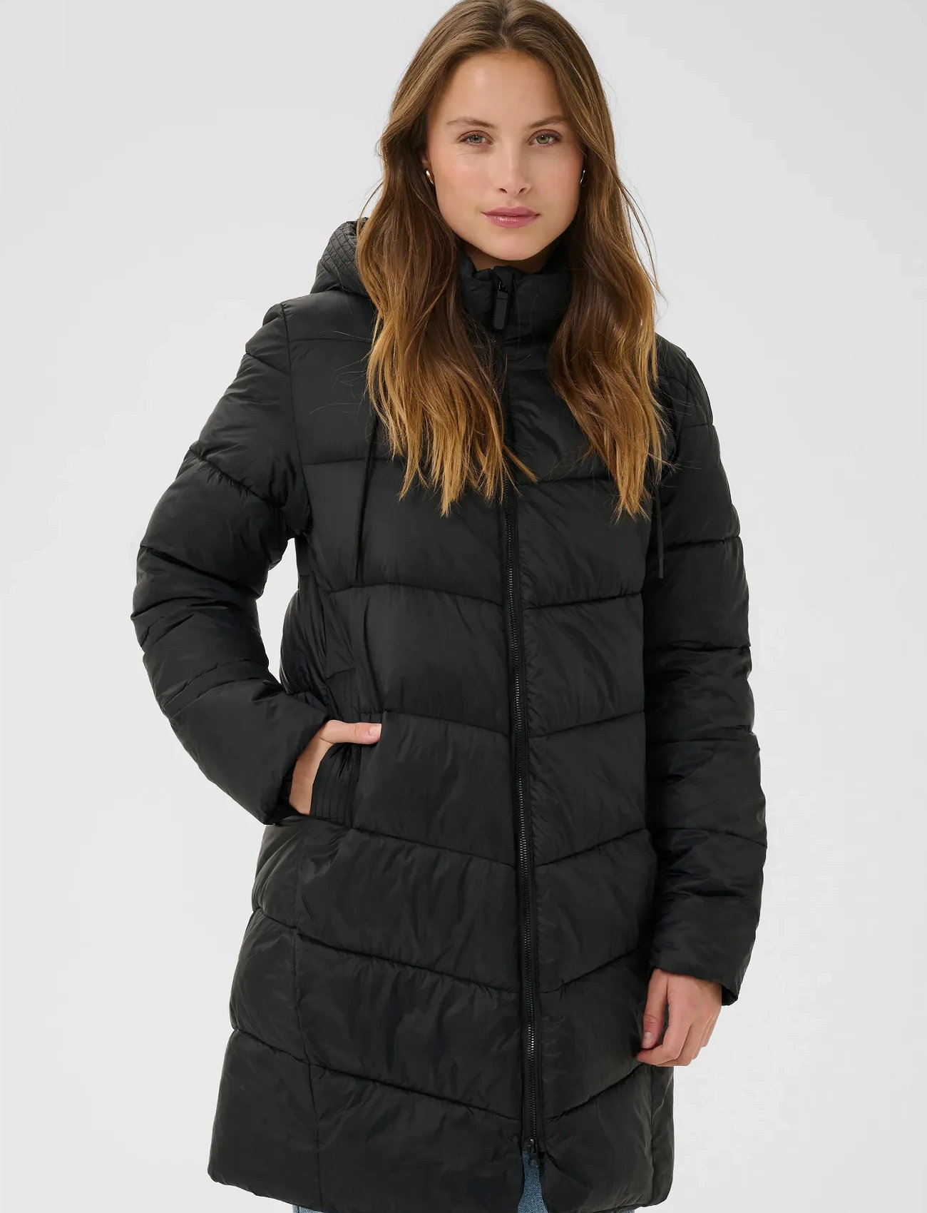 Kaffe Kasusanne Coat, 34, Black, Frakker > Vatterede Frakker, Dame