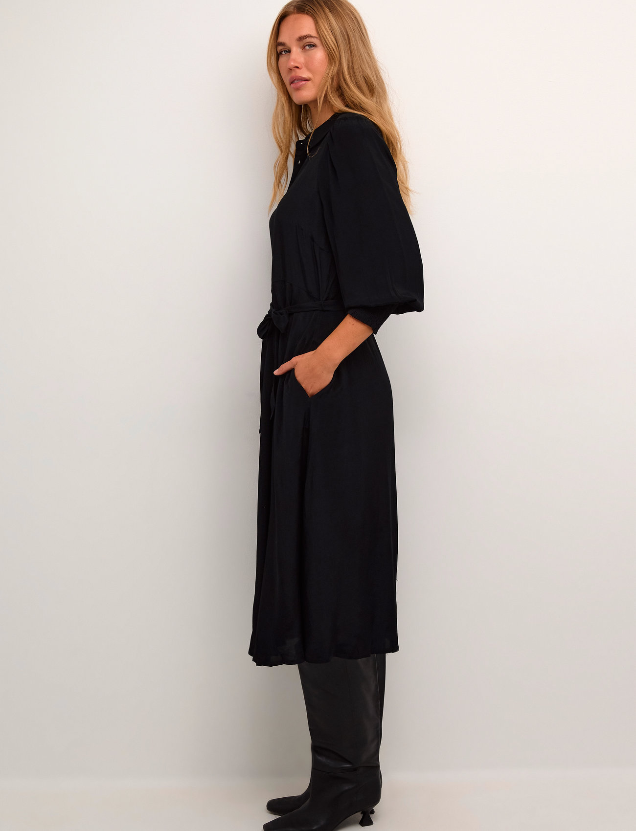 Kaffe Kaemine Oline Dress, 46, Black, Kjoler > Knælange Og Midi, Dame
