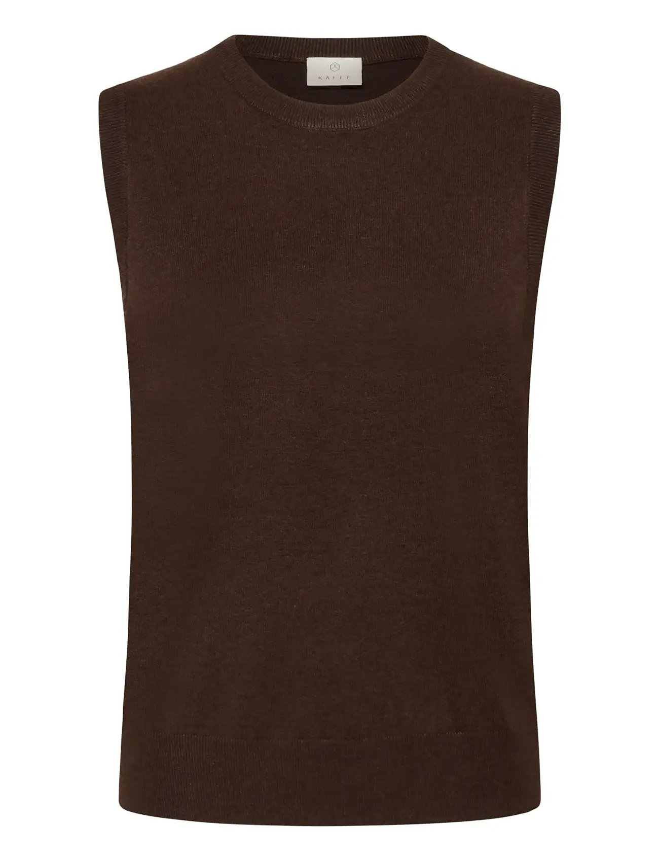 Kaffe Kalizza Knit Slipover, M, Brown, Veste > Strikkede Veste, Dame